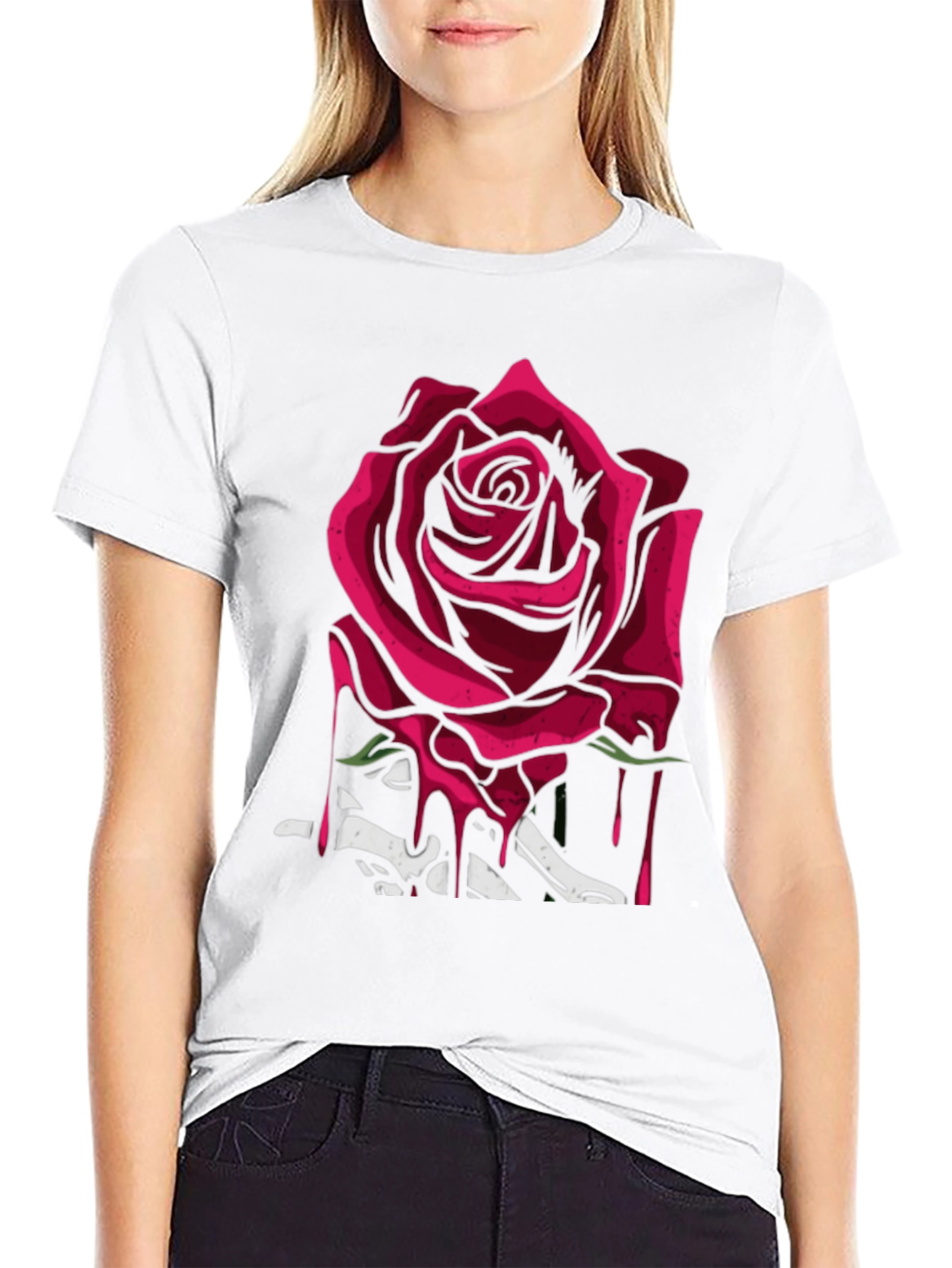 Black Rose & Bones Graphic Tee - Modern Edgy Style view 9