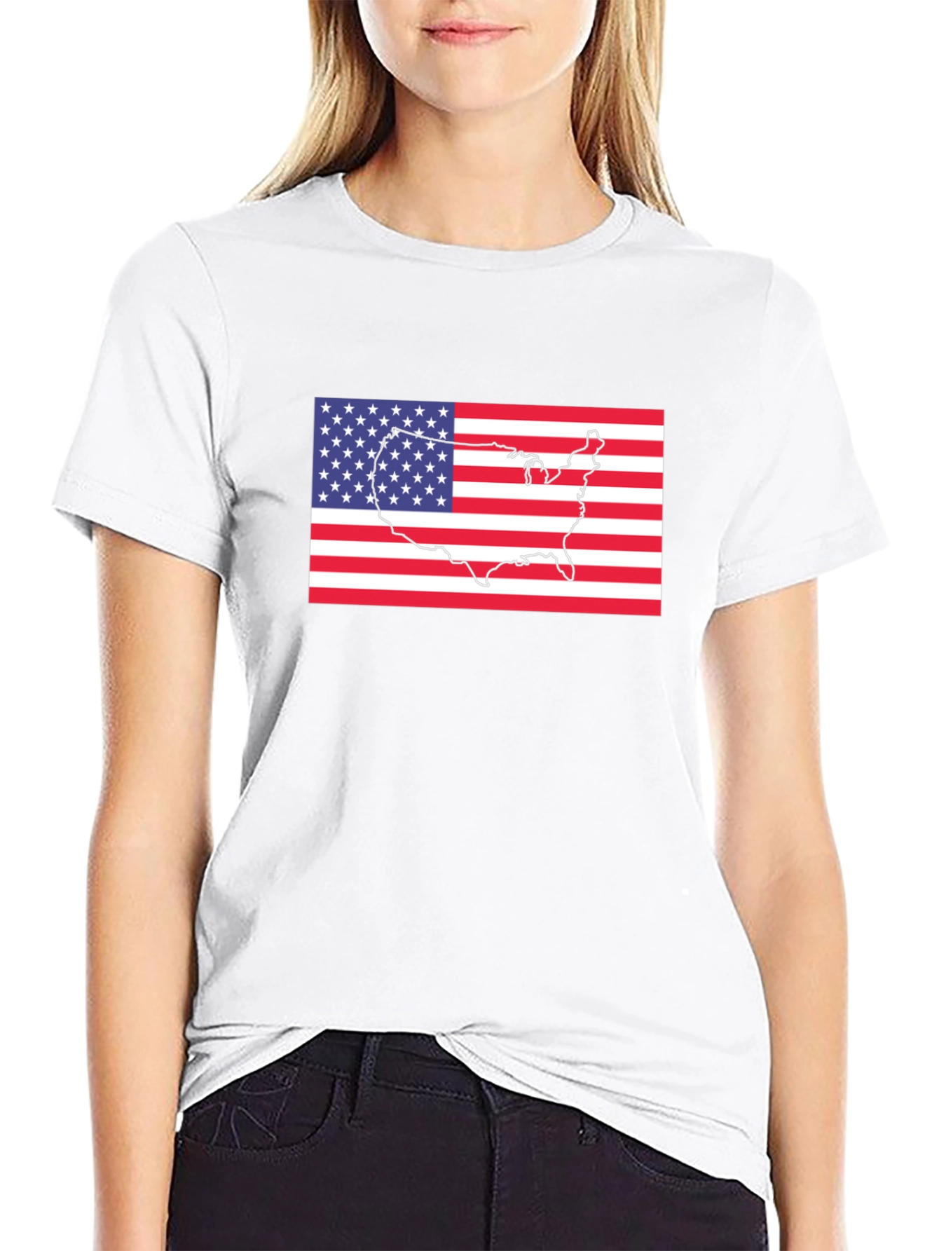 USA Flag Outline T-Shirt - 9