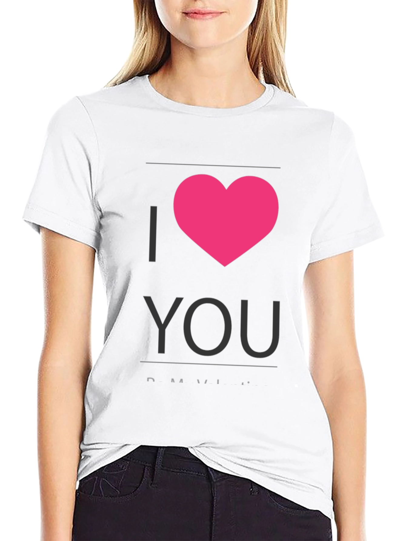 Black I Heart You - Black Crew Neck T-Shirt view 9