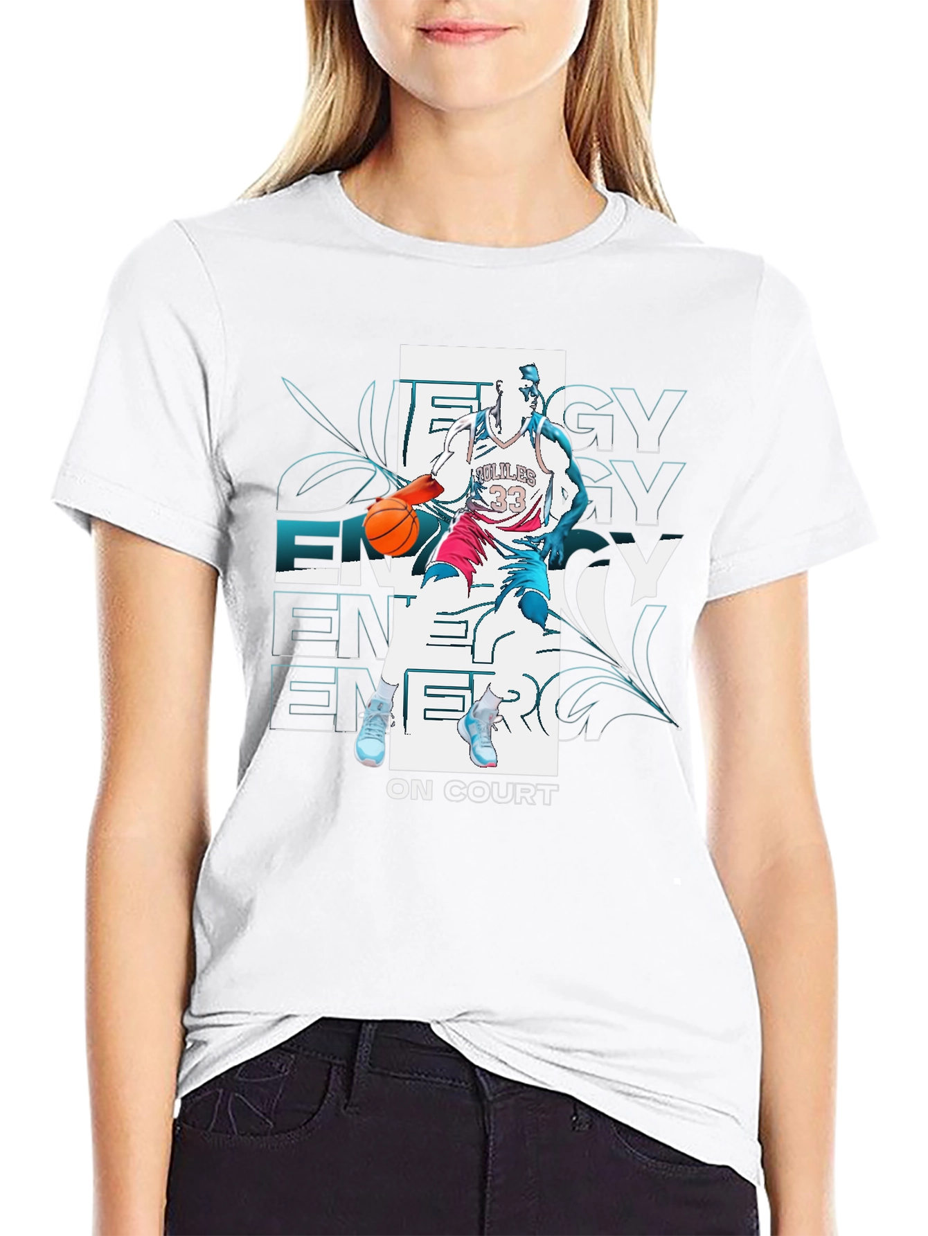Black Energy On Court Basketball Graphic Tee view 9