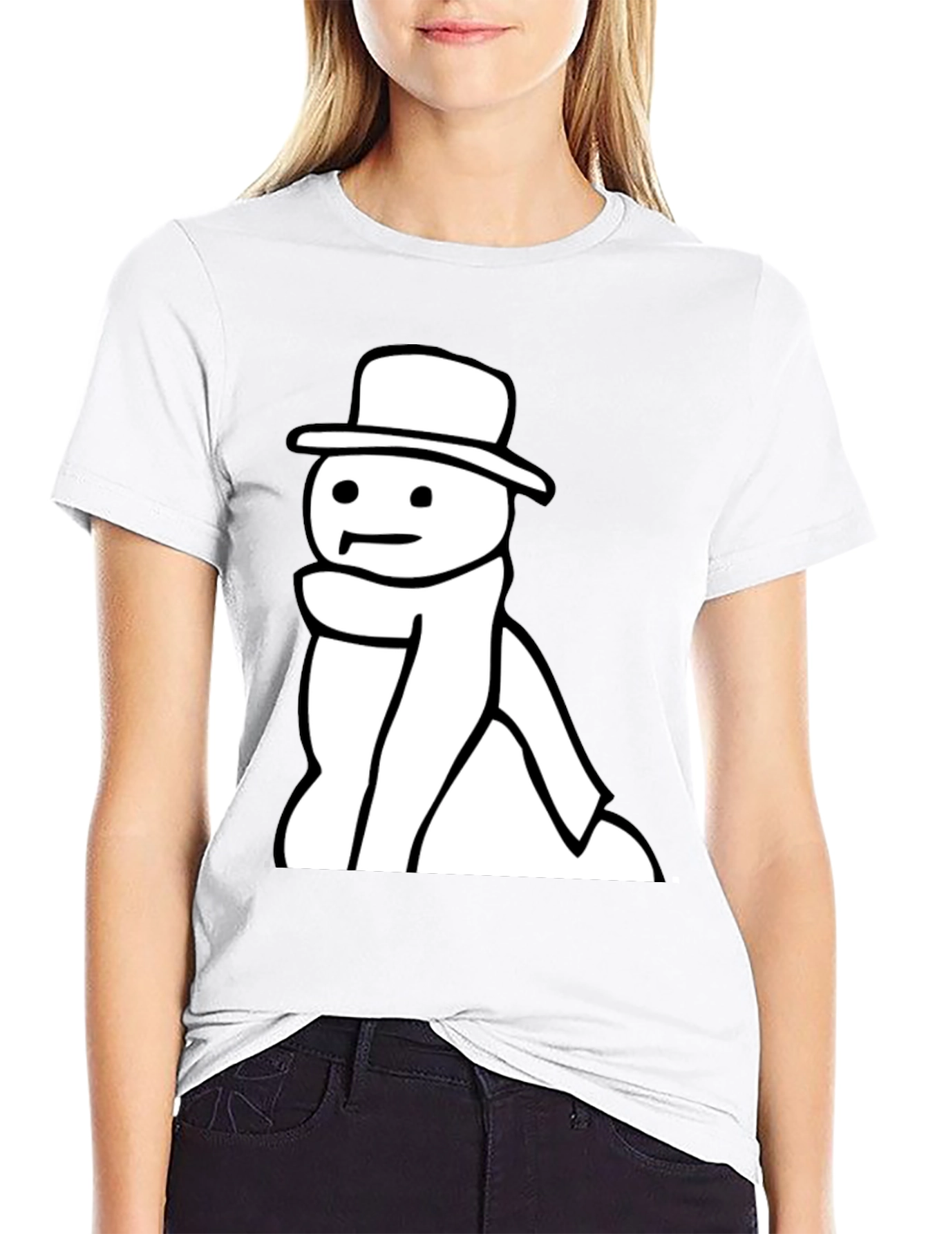 Black Black T-Shirt with Snowman Graphic view 9