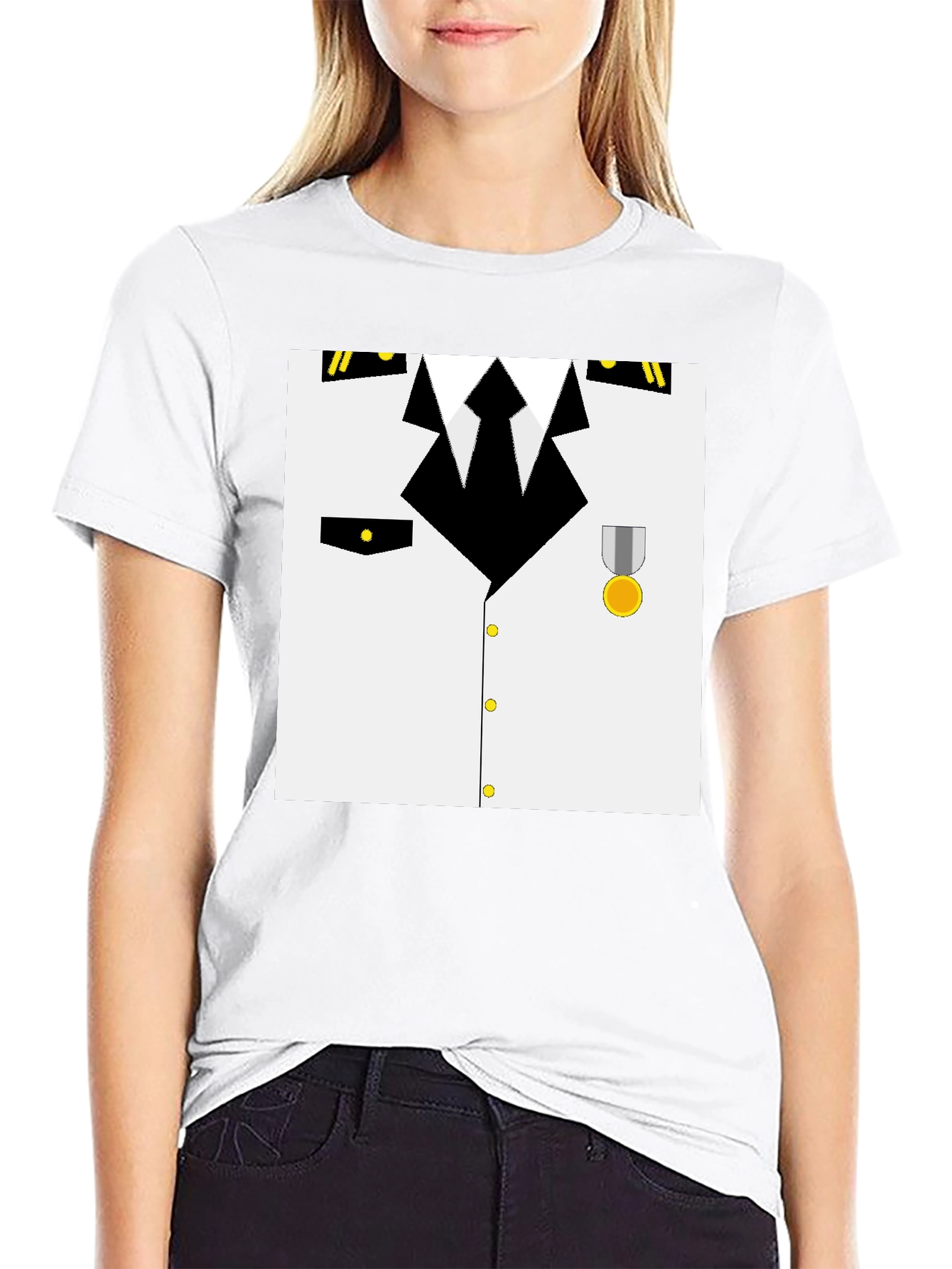 Black Pilot Costume T-Shirt - Realistic Design view 9