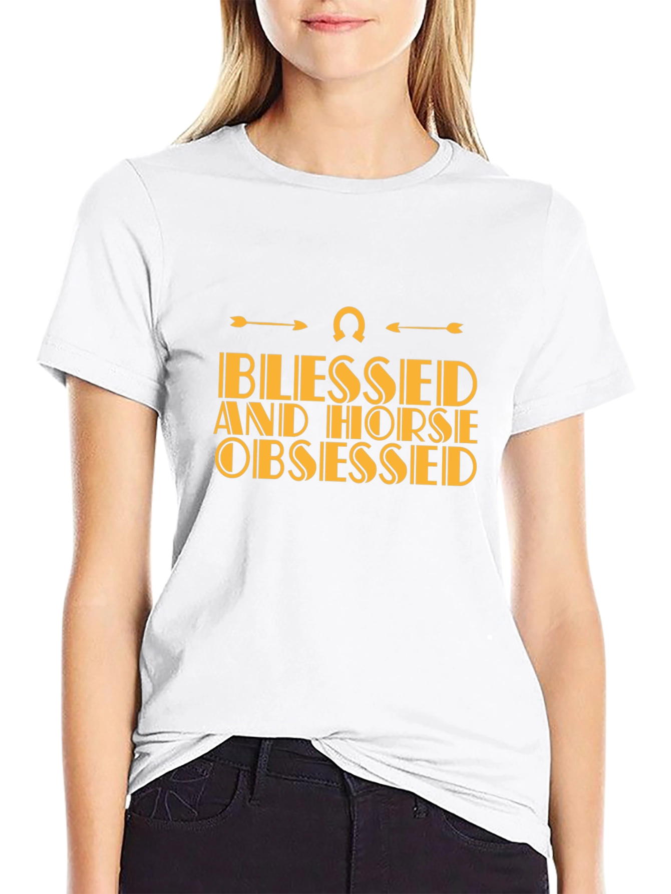 Black Blessed and Horse Obsessed Black T-Shirt view 9