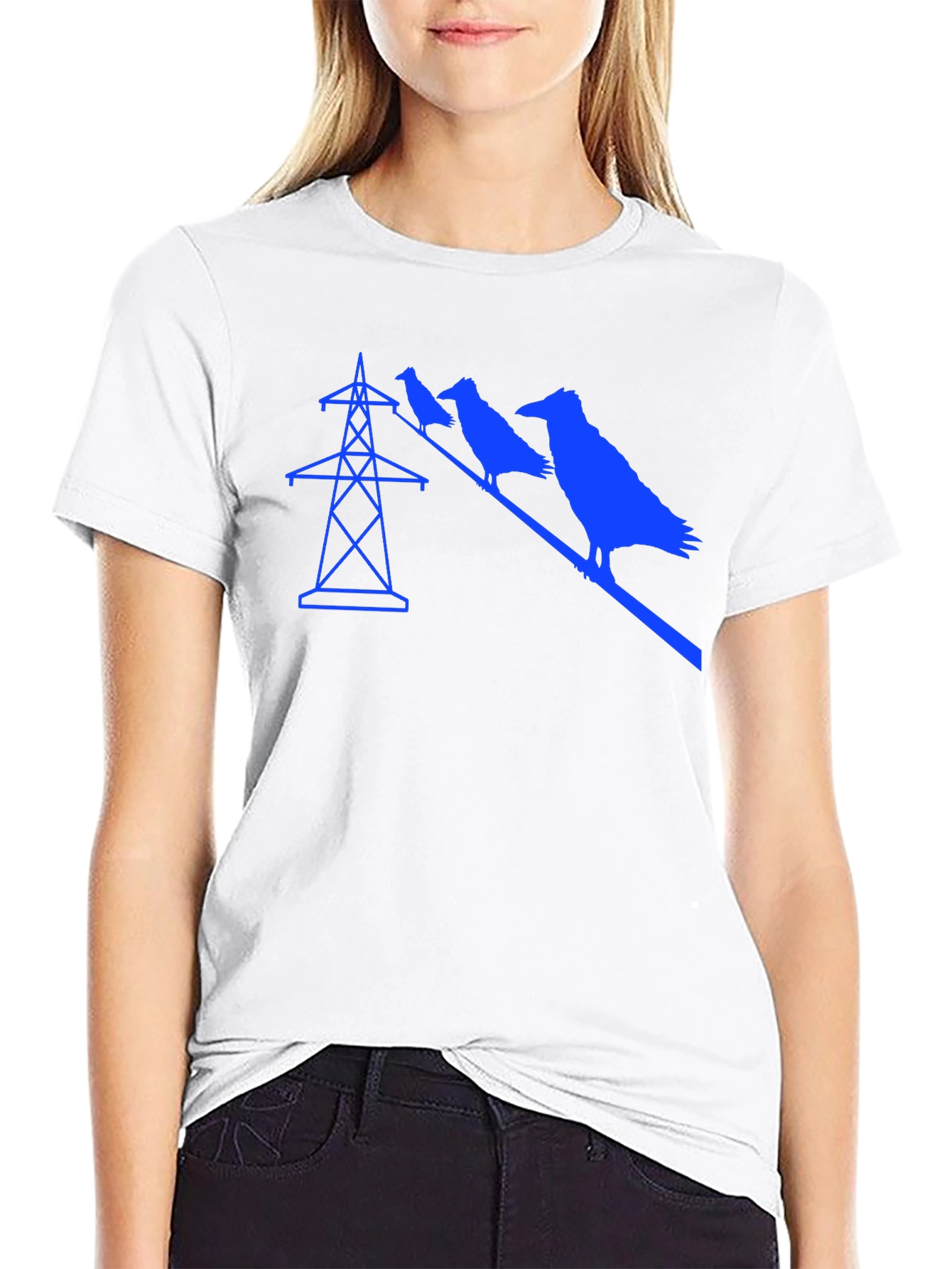 Black Raven on Power Line Graphic Tee - Black view 9