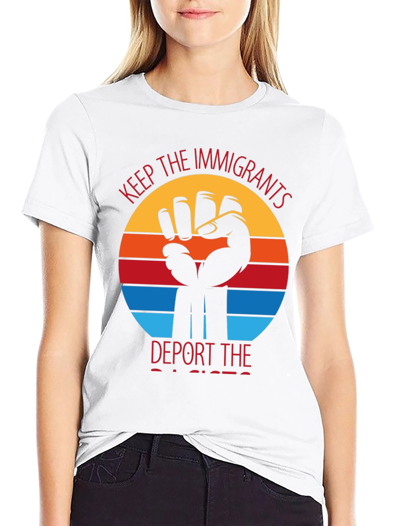 Black Keep The Immigrants, Deport Racists T-Shirt view 9