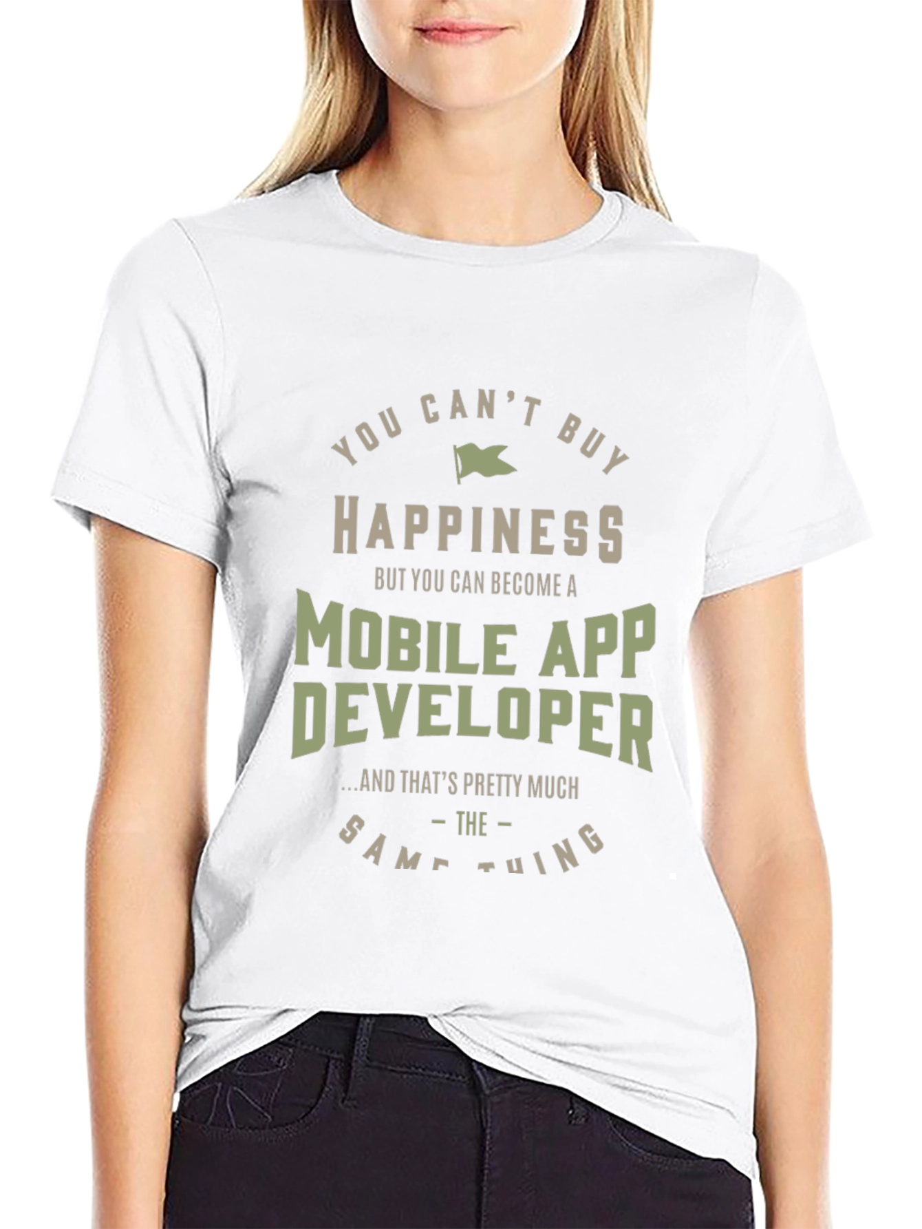 Black Mobile App Developer Happiness T-Shirt view 9