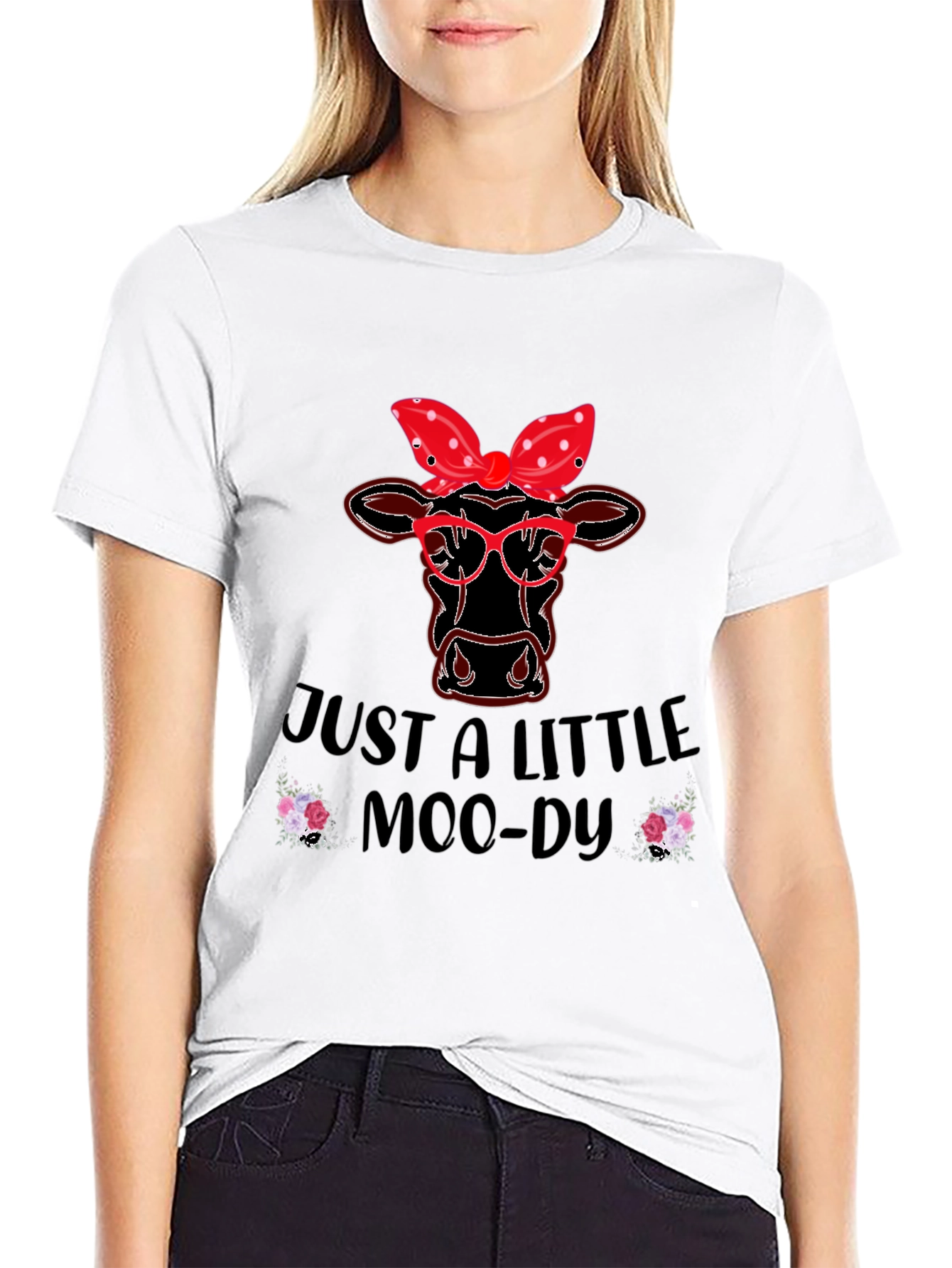 Black Just a Little Moody Cow T-Shirt view 9