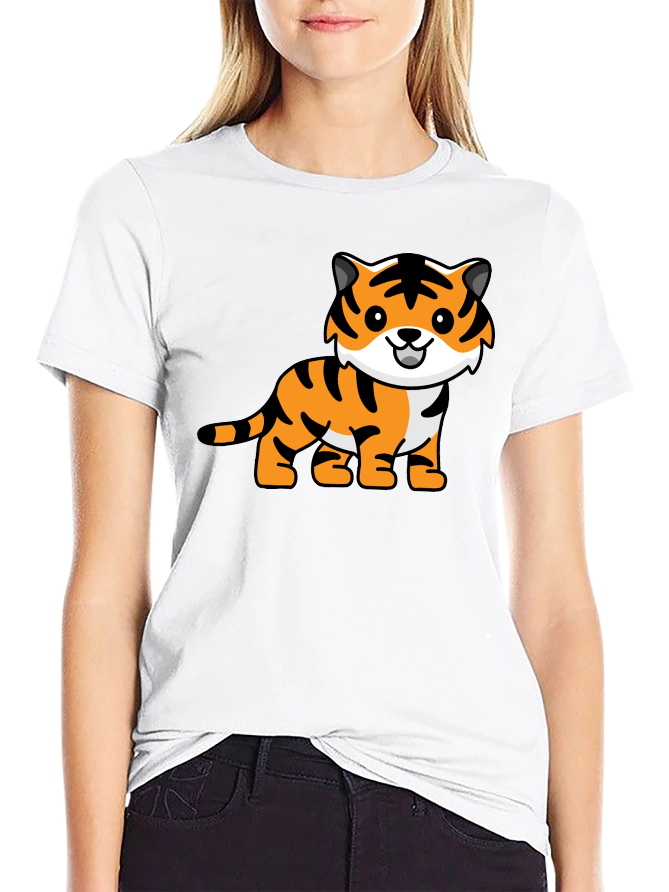 Black Cute Tiger Graphic Tee - Black view 9