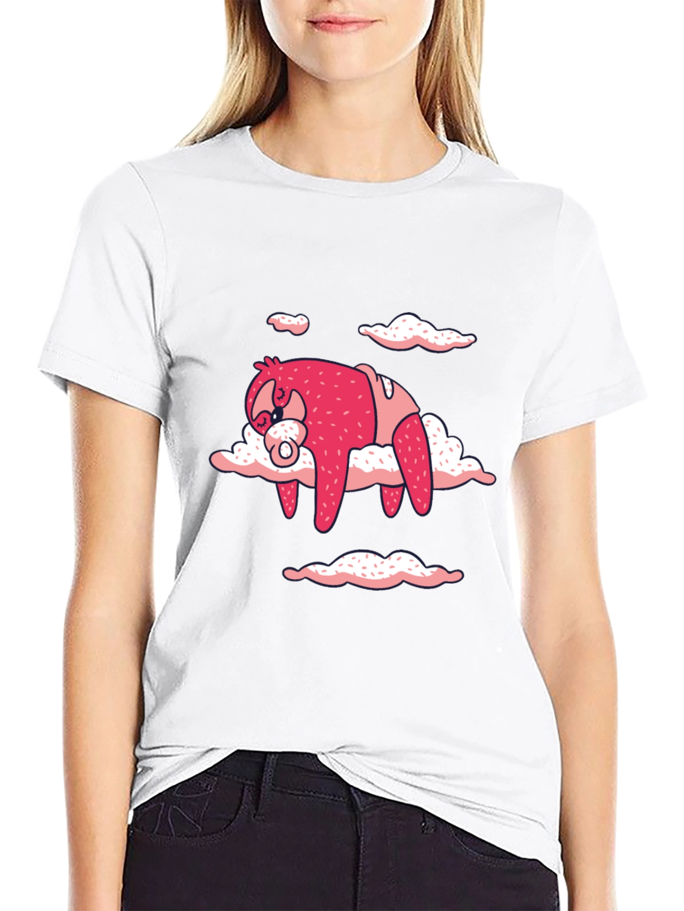 Black Sloth in Clouds Graphic Tee - Black T-Shirt view 9