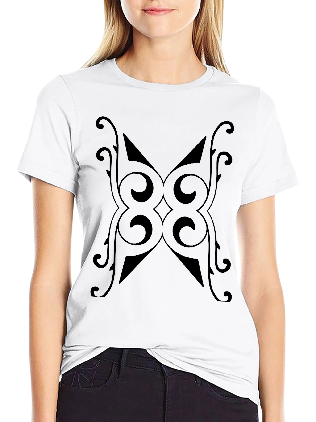 Black Tribal Pattern Black T-Shirt view 9