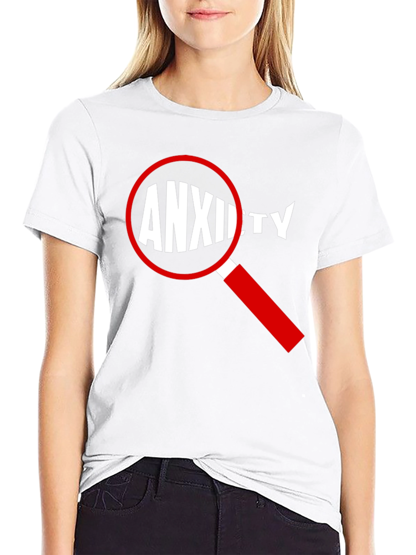 Black Anxiety Magnified T-Shirt - Black Cotton Tee view 9