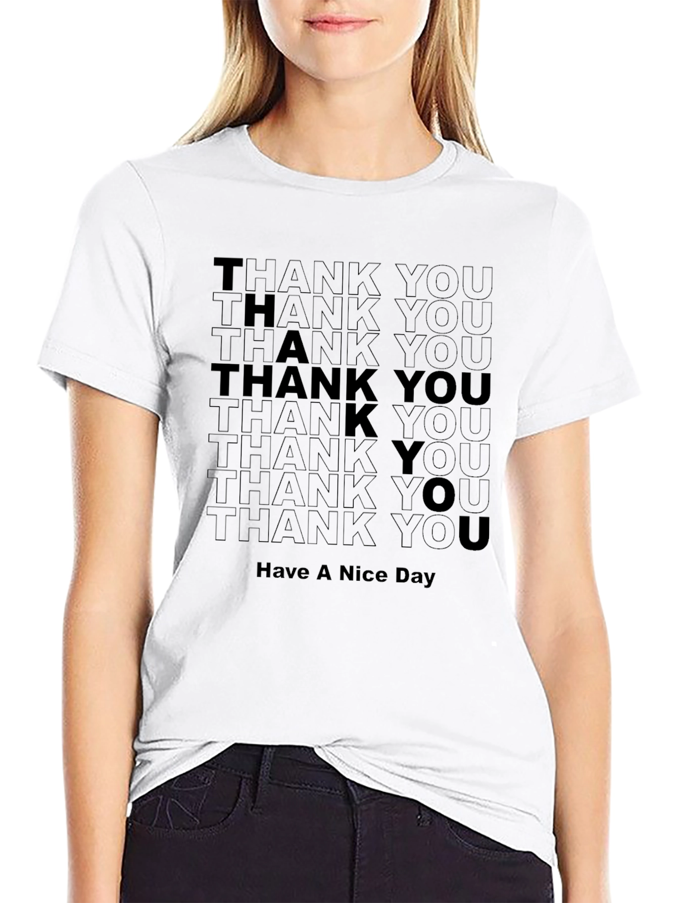 Black Thank You Have A Nice Day Graphic Tee view 9