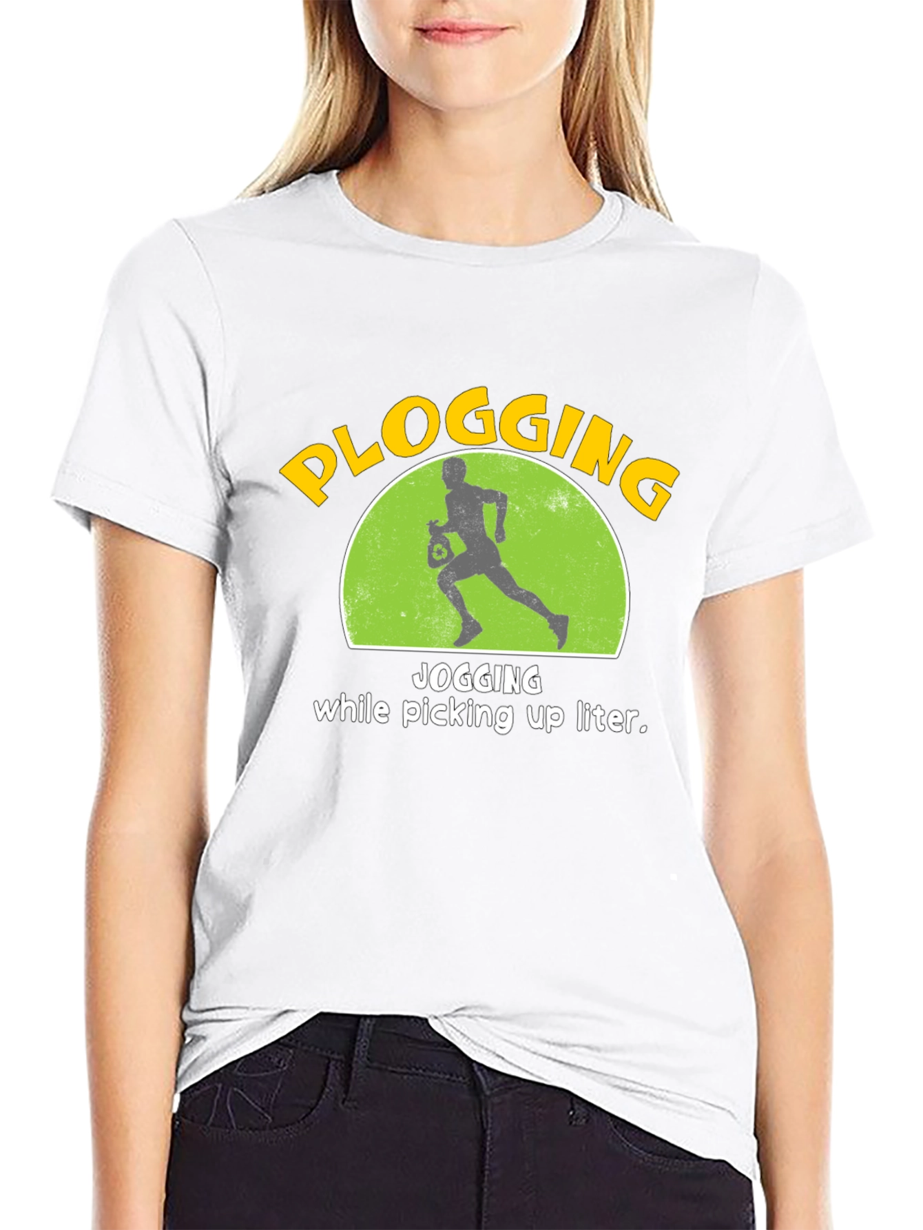 Black Plogging T-Shirt: Jogging While Picking Up Litter! view 9
