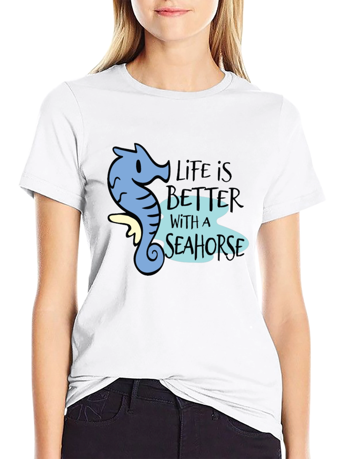 Black Life is Better with a Seahorse Black Graphic Tee view 9