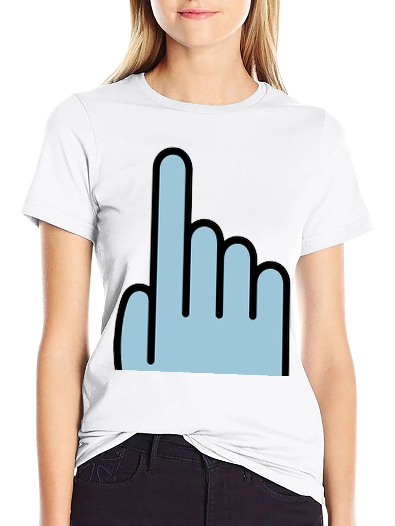 Black Pointing Finger Graphic Tee - Trendy Black T-Shirt view 9