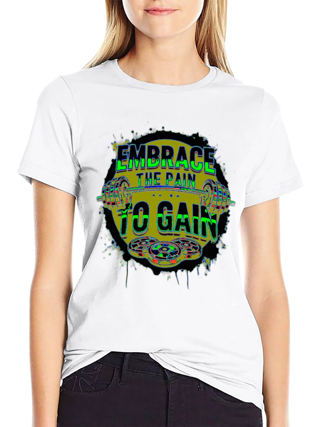 Black Embrace the Pain to Gain Fitness T-Shirt view 9