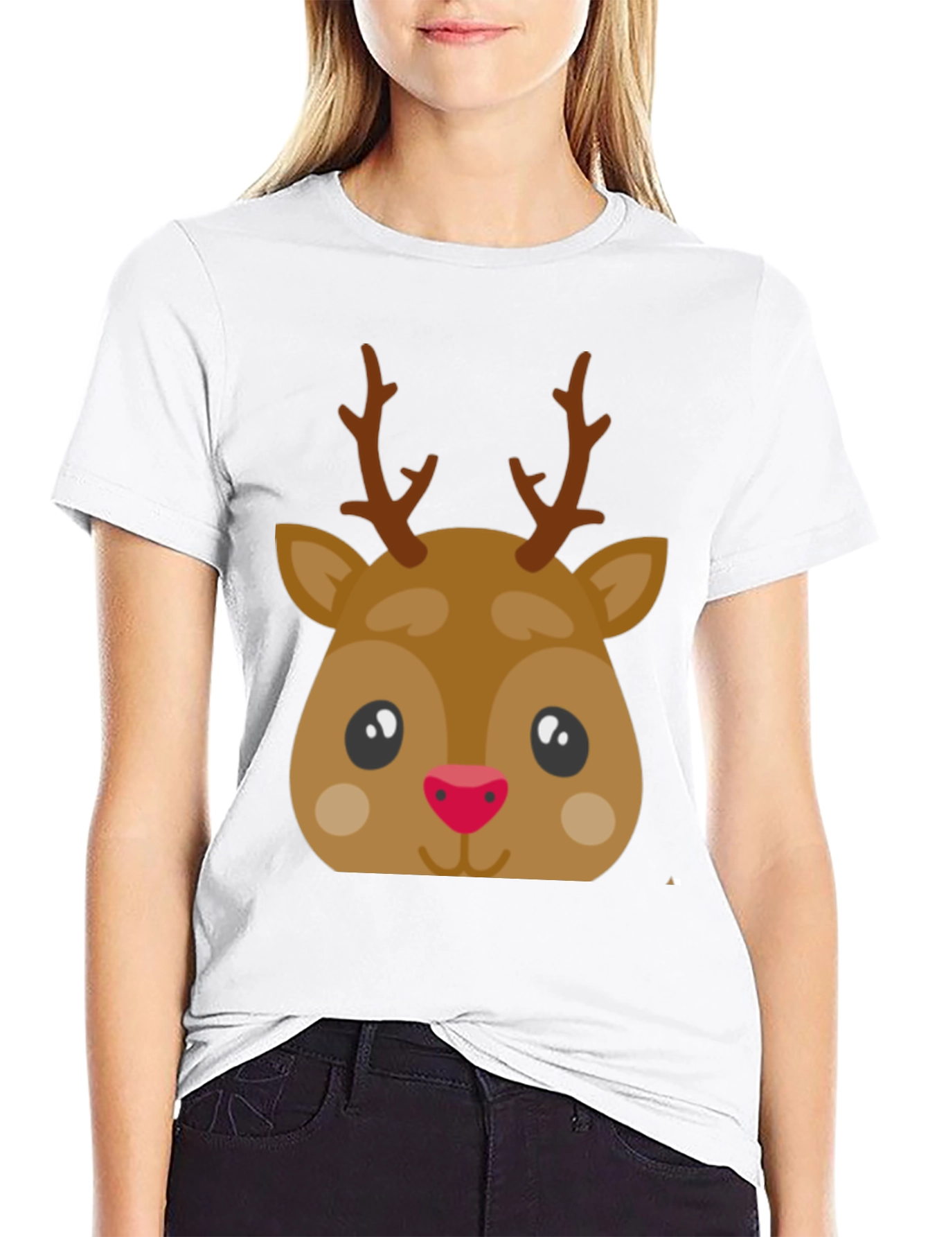 Black Festive Reindeer Graphic Tee - Holiday Fun! view 9