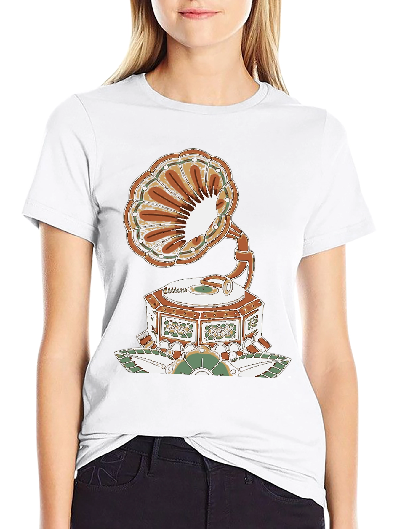 Black Vintage Phonograph Graphic T-Shirt view 9