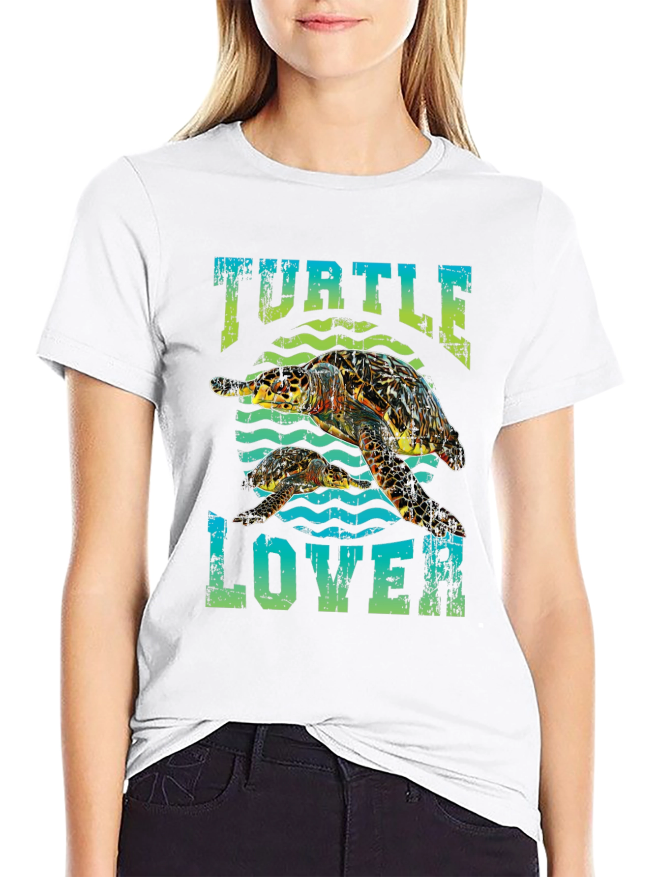 Black Turtle Lover Graphic Tee - Black Cotton T-Shirt view 9