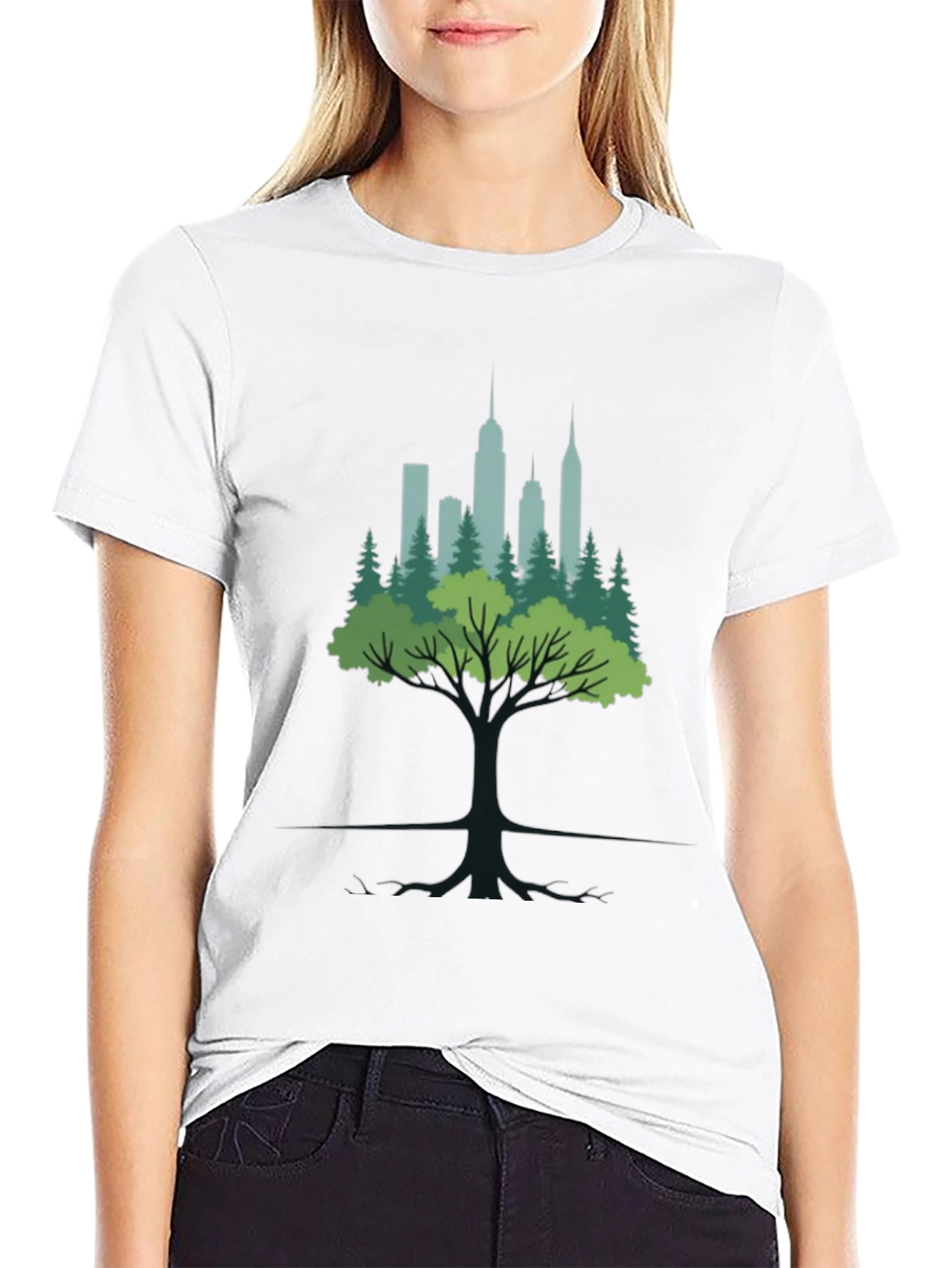Black Urban Roots Graphic Tee - Nature Meets City view 9