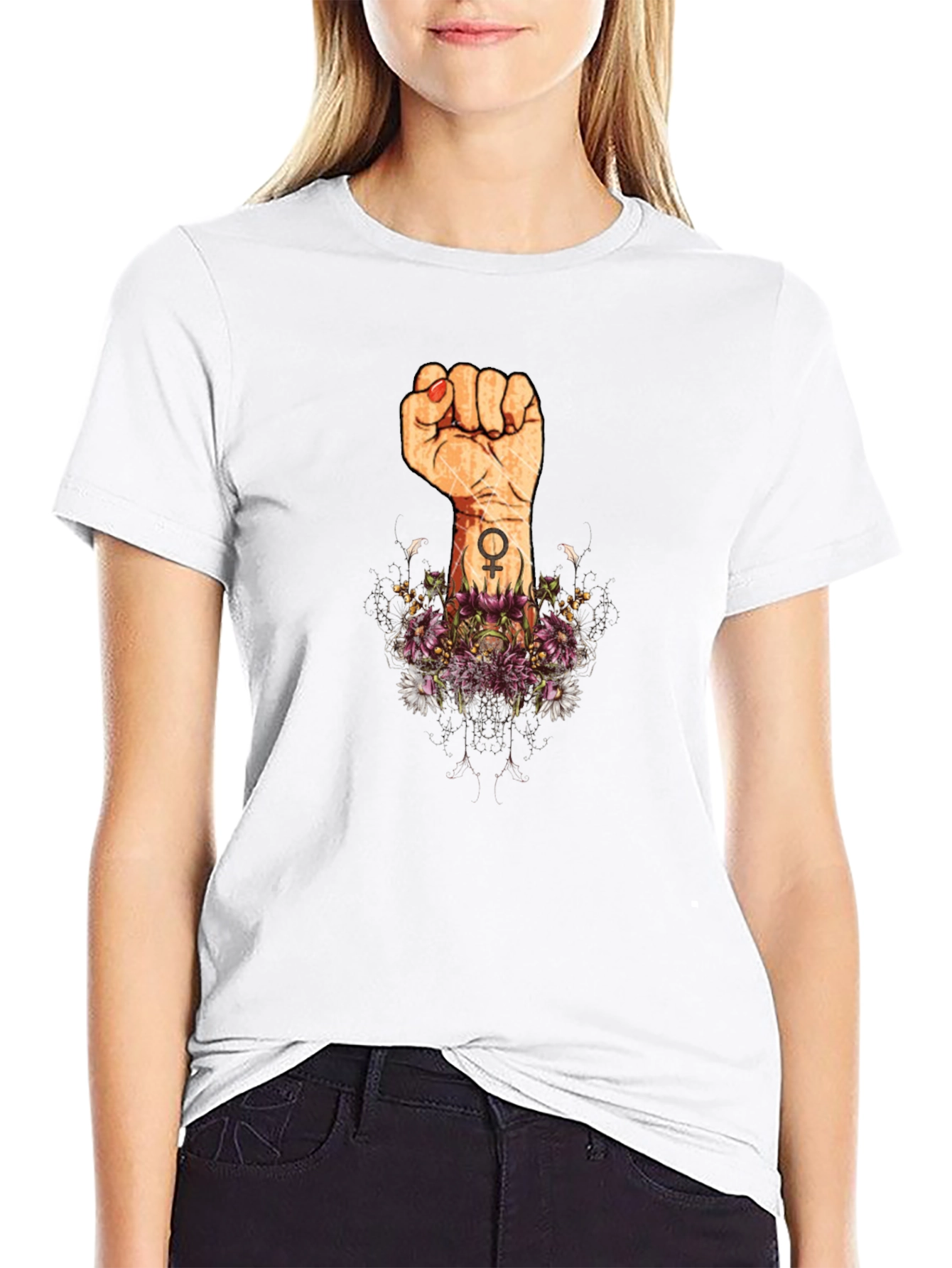 Empowered Women's Fist Graphic Tee - Black - 9