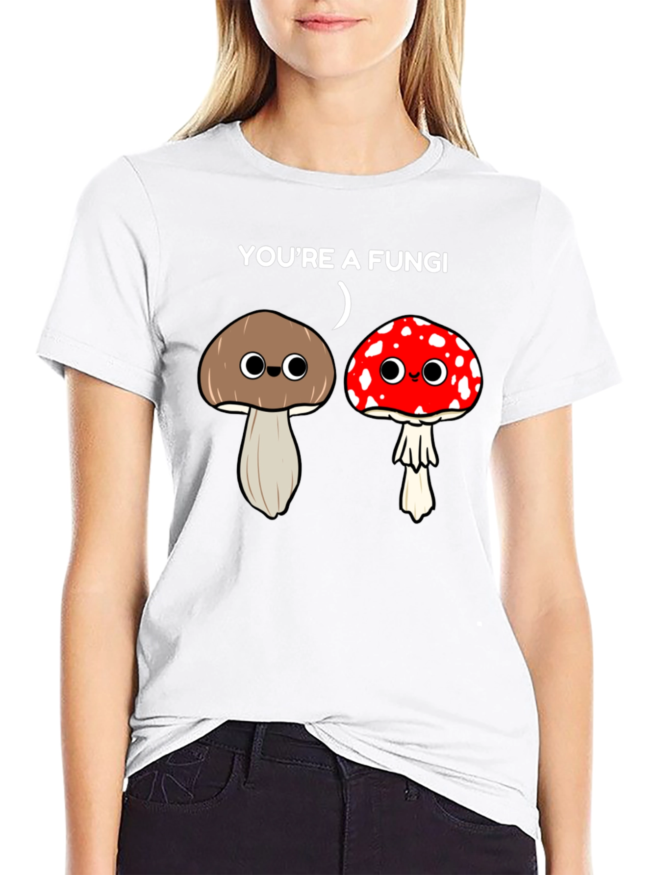 Black Funny "You're a Fungi" Graphic T-Shirt view 9