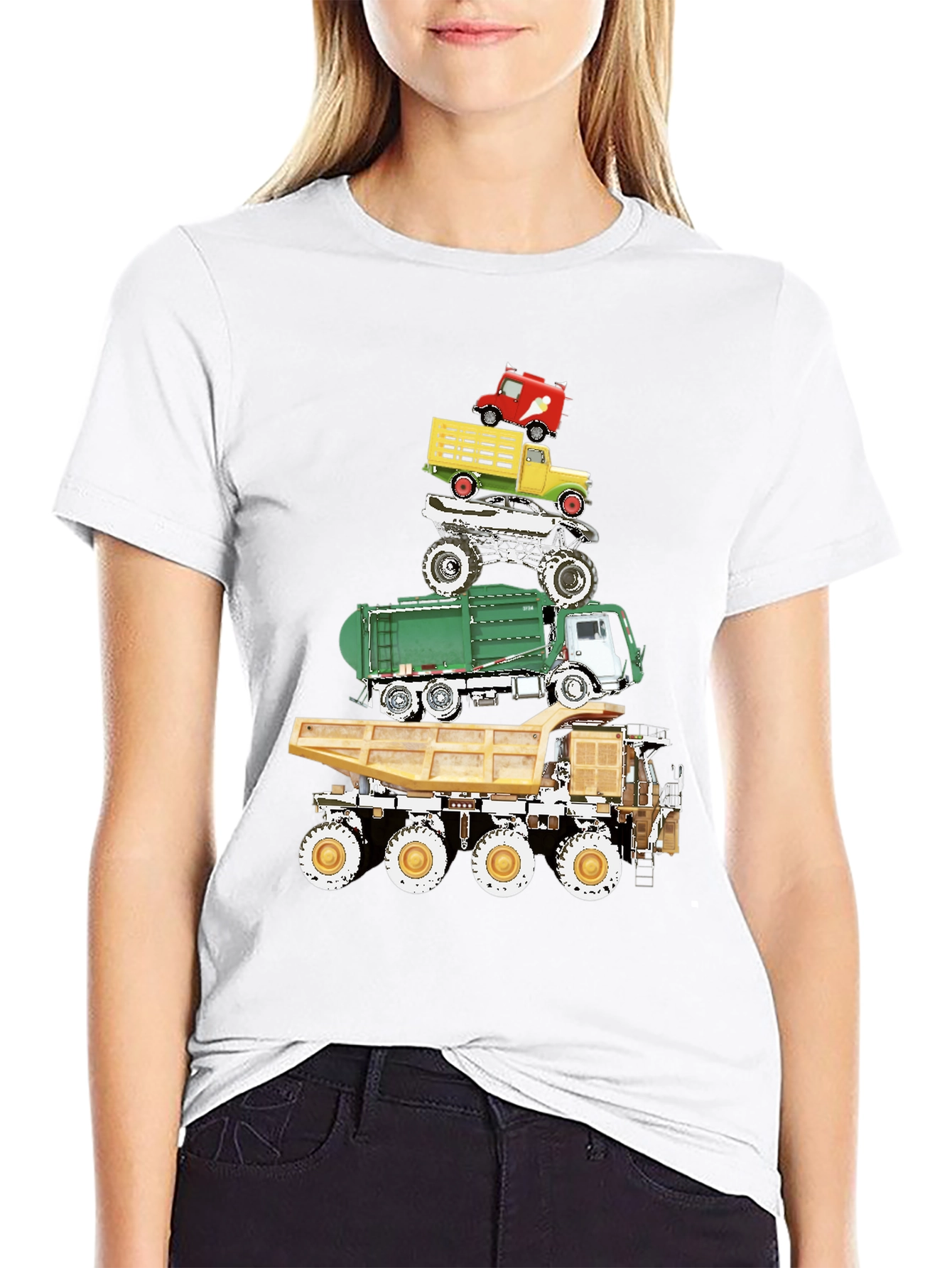 Black Truck Stack Graphic Tee - Fun Novelty Design view 9