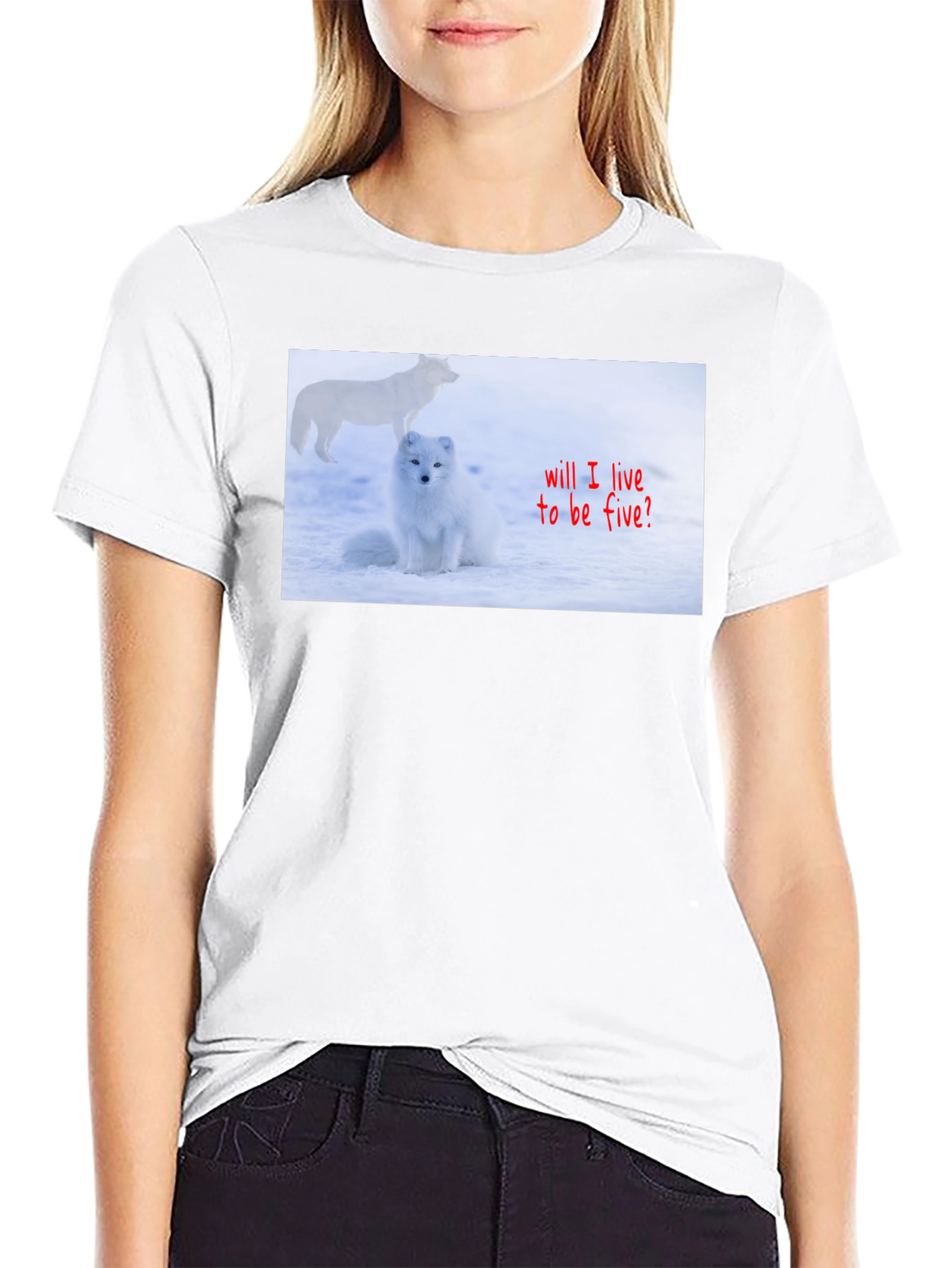 Black Arctic Fox T-Shirt - "Will I Live to Be Five?" view 9