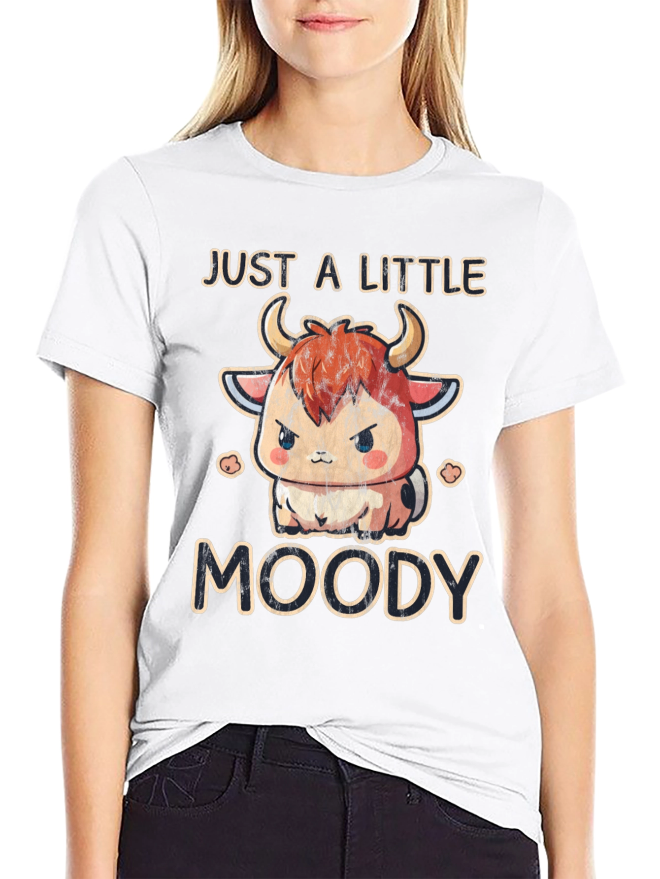 Black Just a Little Moody Cow T-Shirt view 9