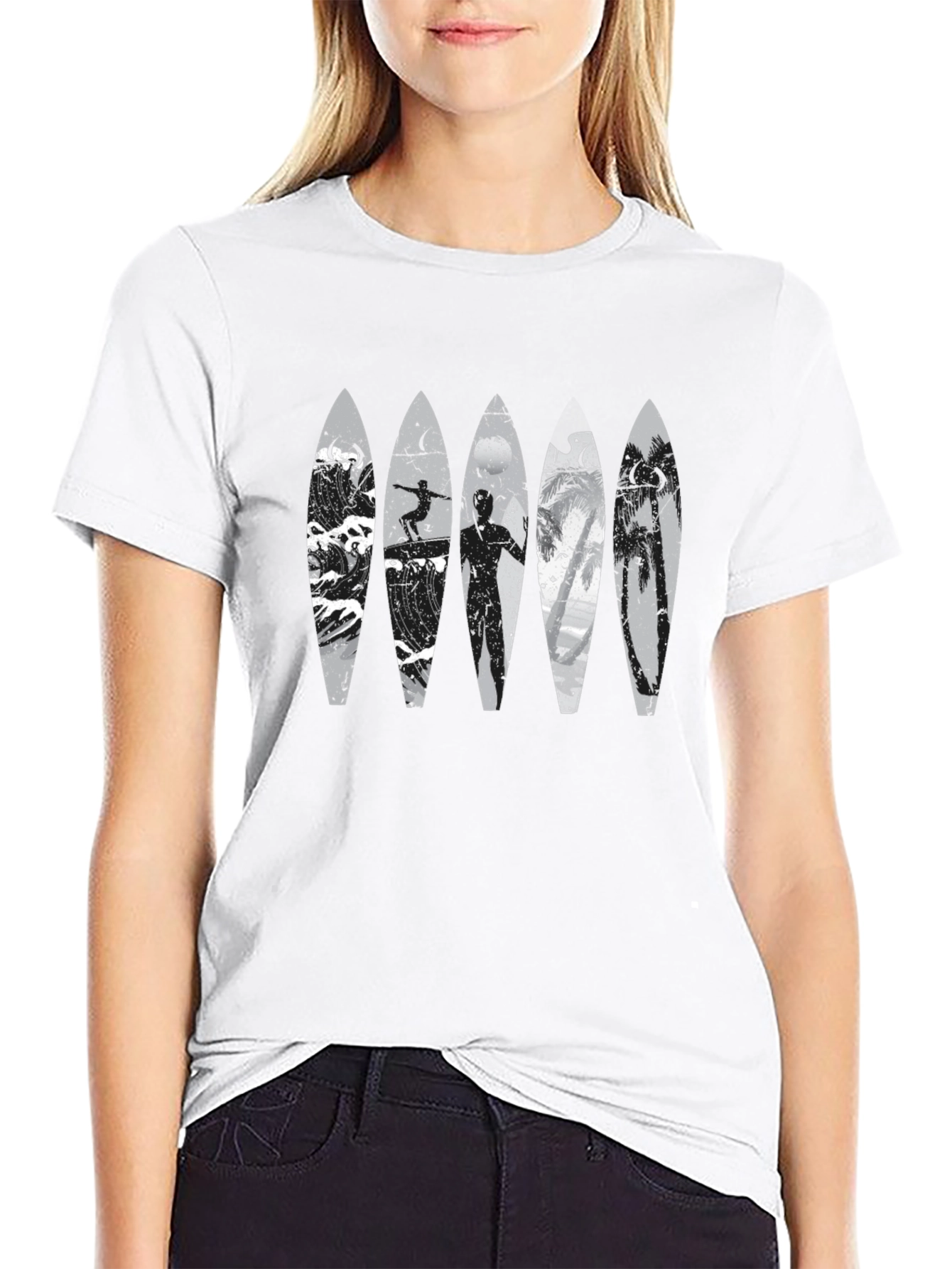 Black Surfboard Graphic Tee - Coastal Lifestyle view 9