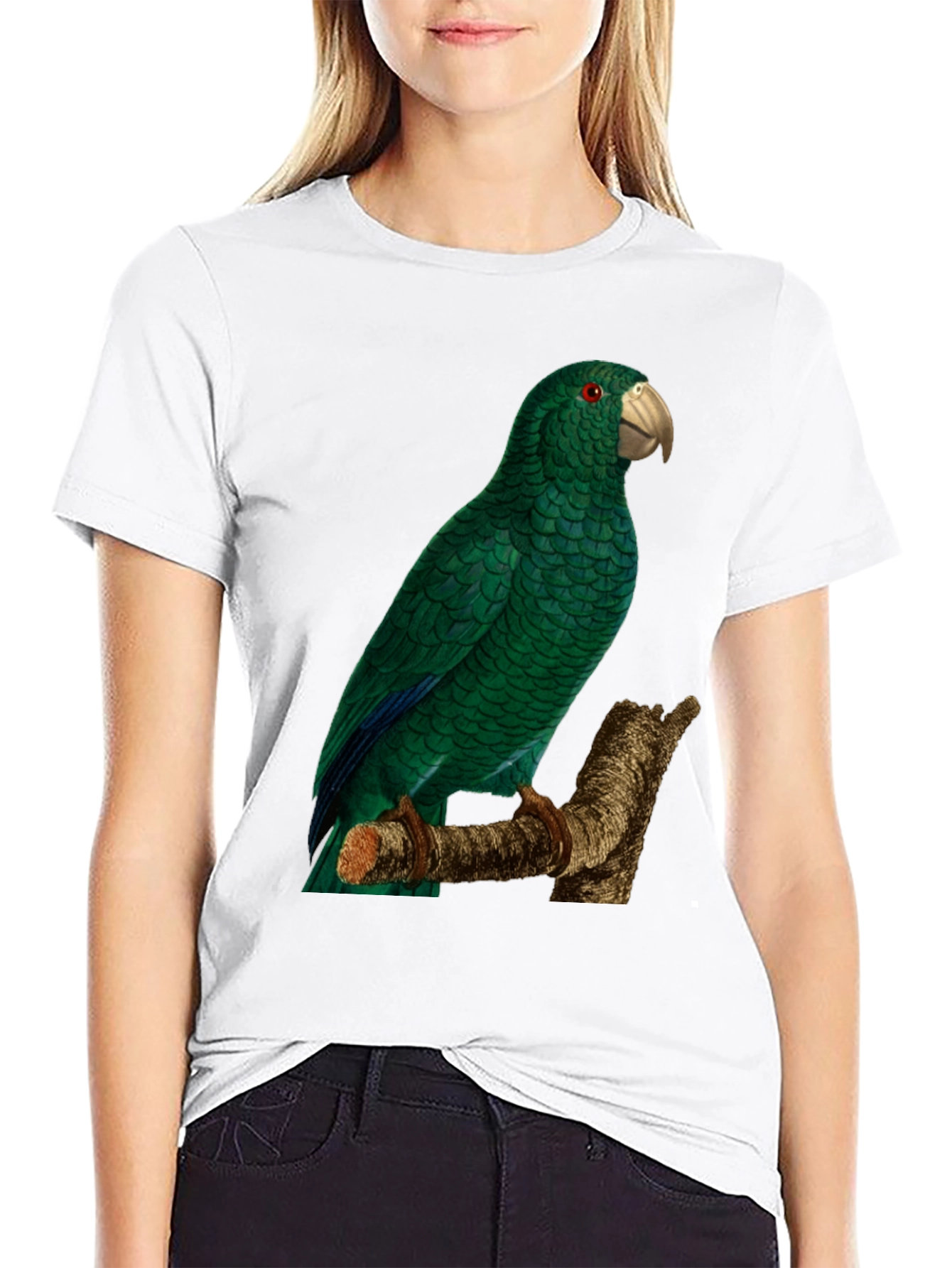 Black Green Parrot Graphic Tee - Nature Lover's Apparel view 9