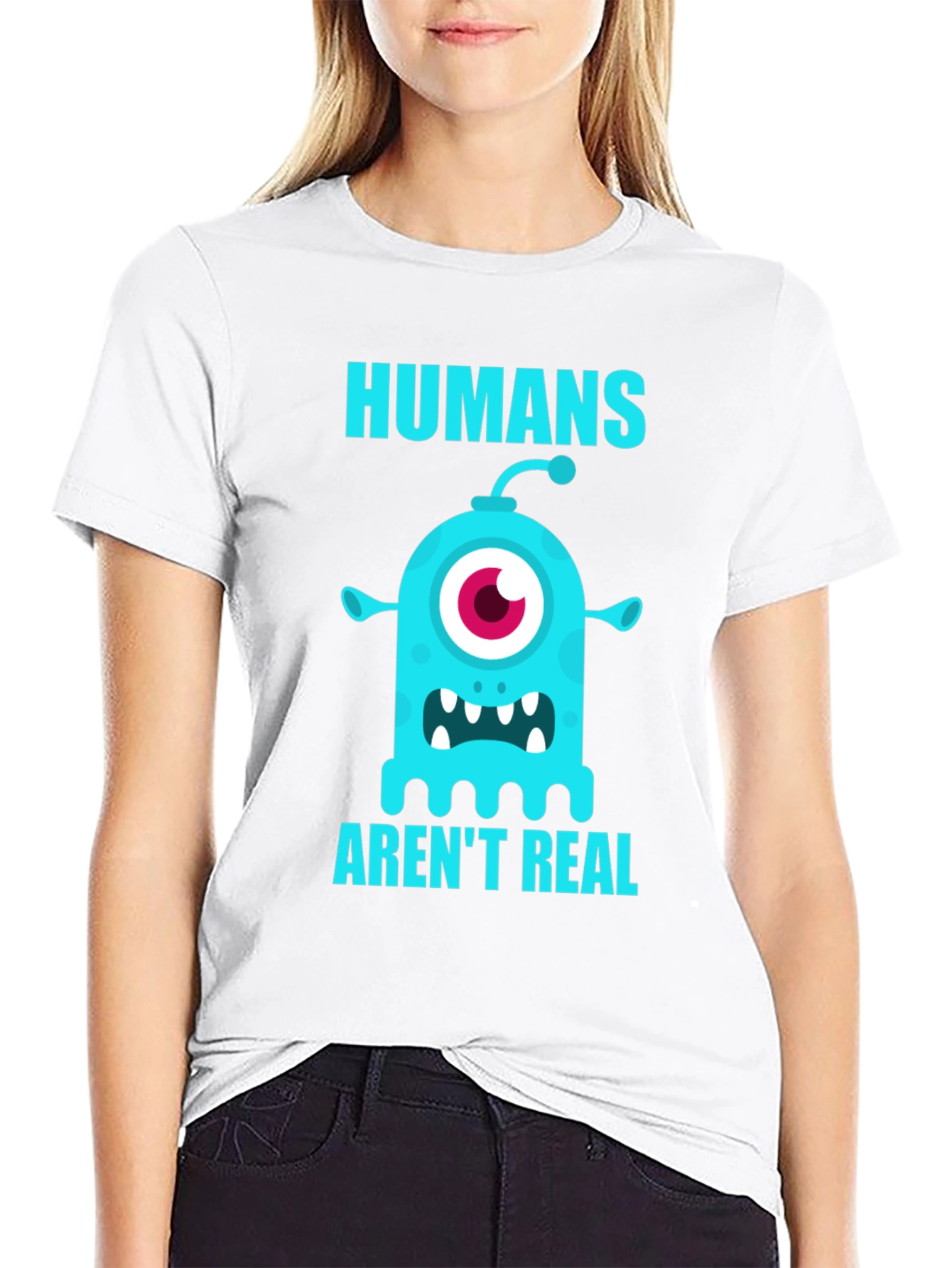 Black Humans Aren't Real Monster Graphic T-Shirt view 9