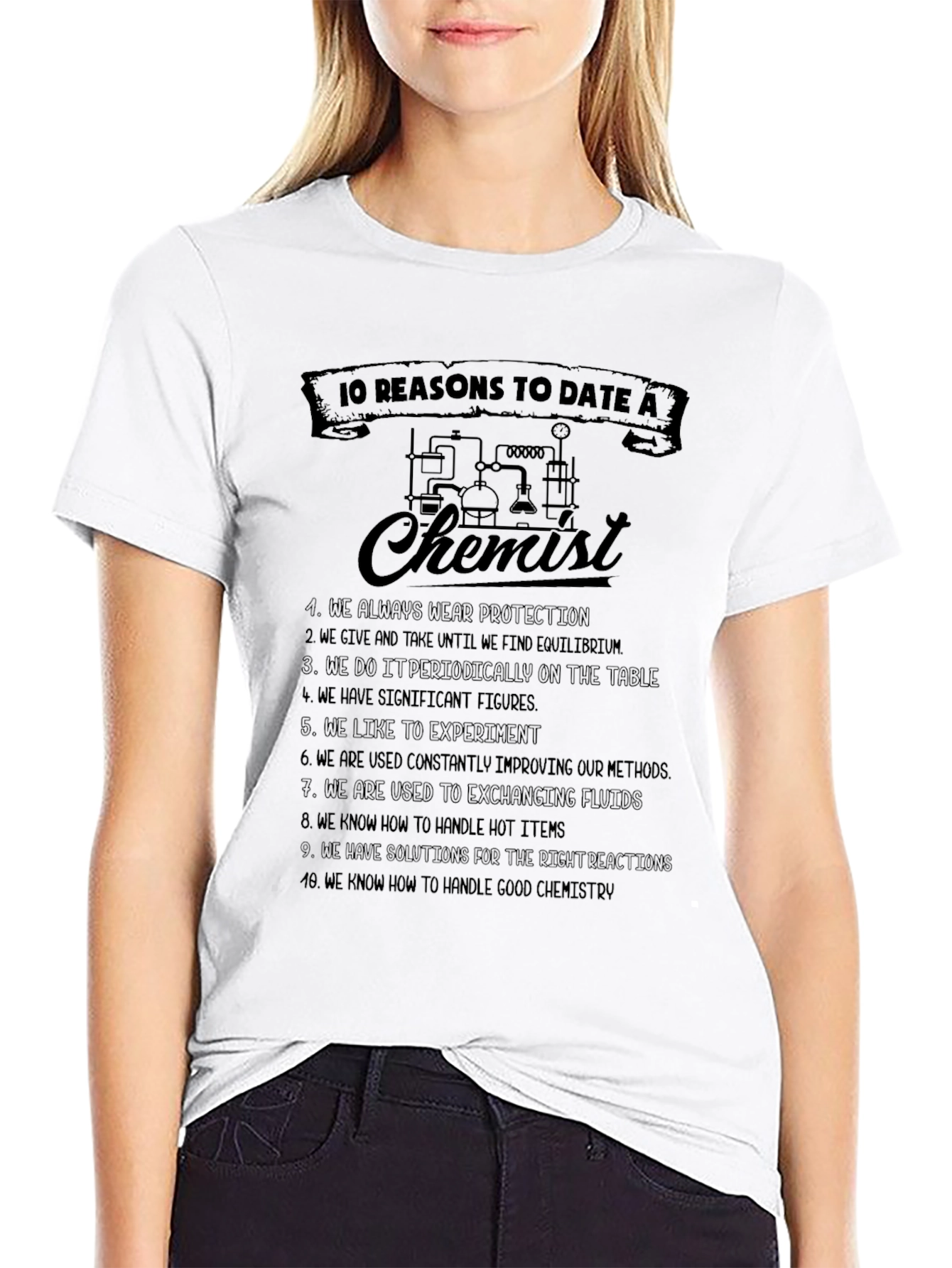 Black 10 Reasons to Date a Chemist Graphic Tee view 9