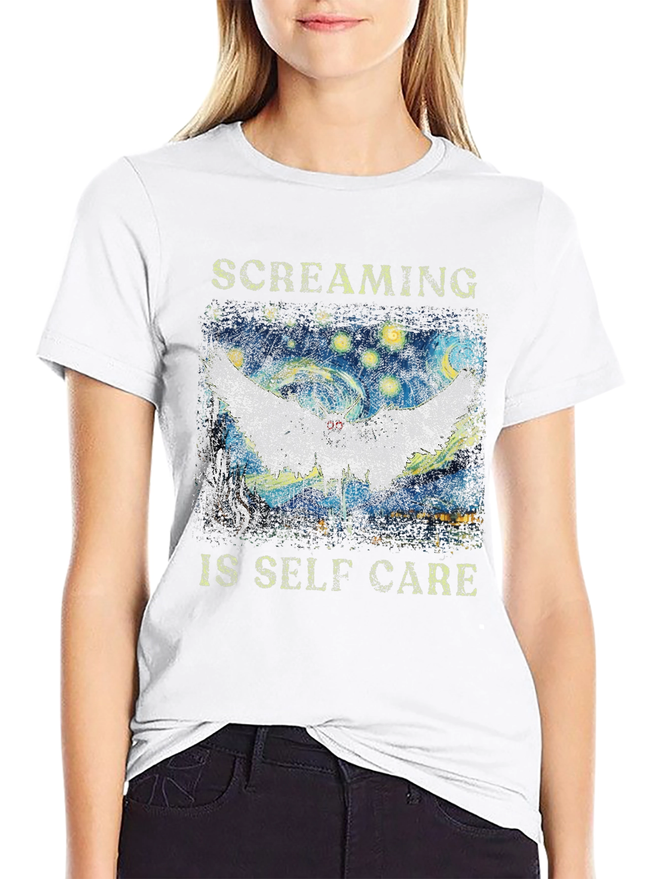 Black Screaming Is Self Care Graphic T-Shirt view 9