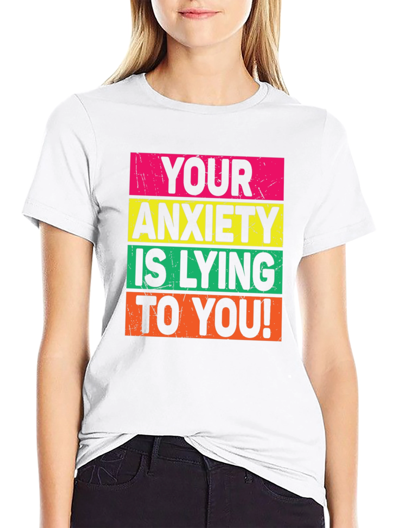 Black Anxiety Lying Graphic Tee - Positive Mindset T-Shirt view 9