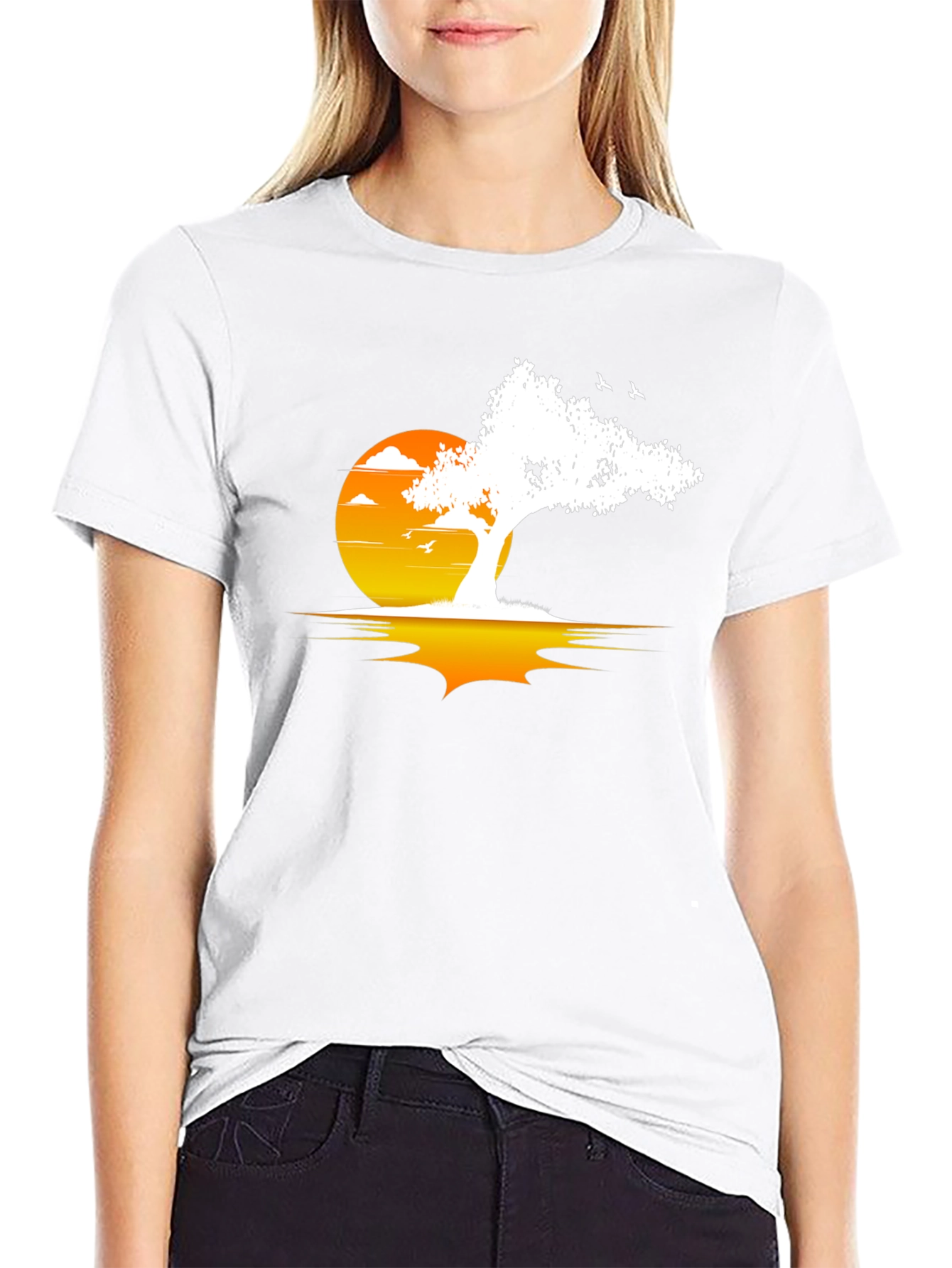 Black Sunset Tree Graphic Tee view 9