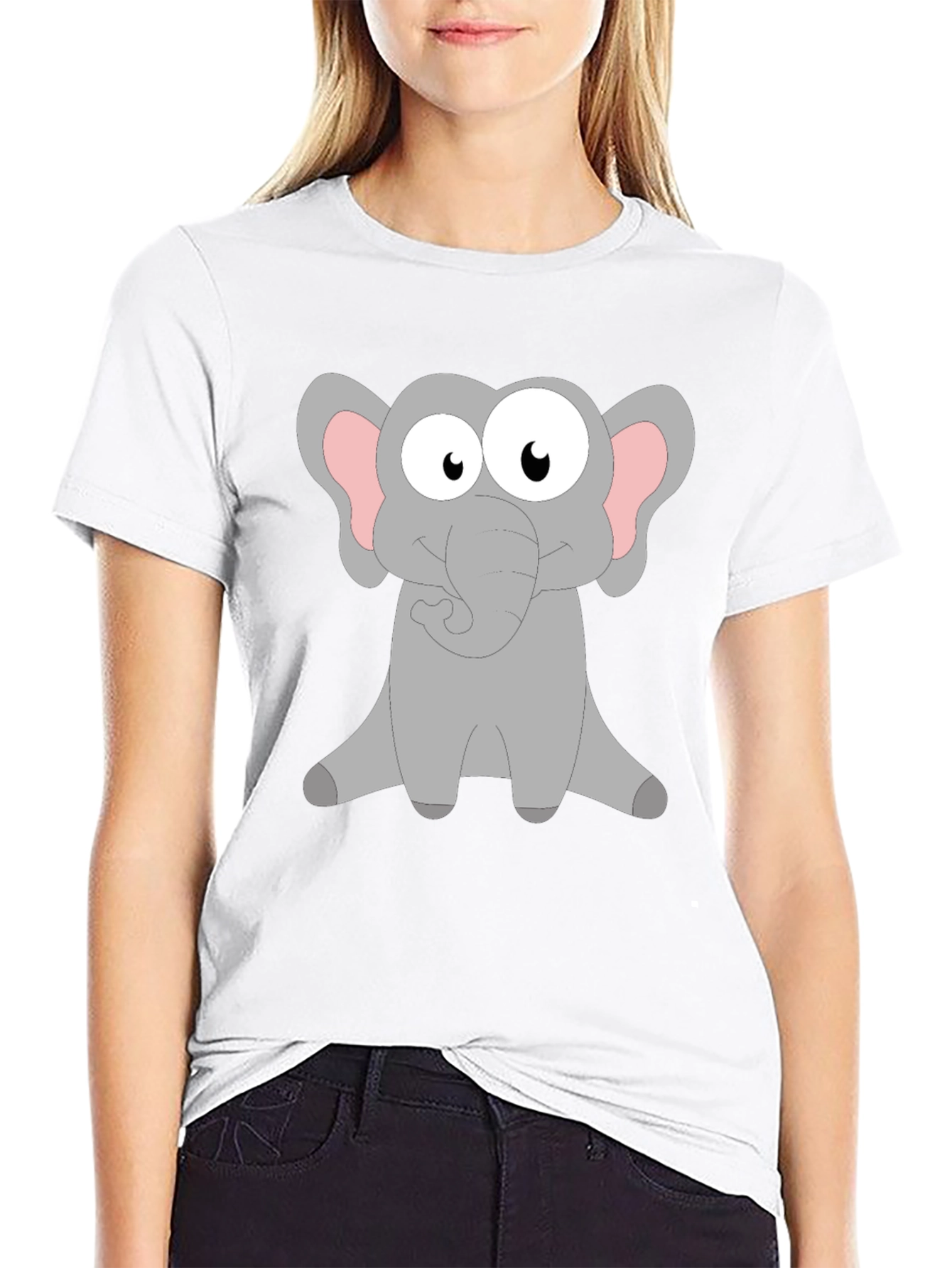 Black Cute Elephant Graphic Tee - Soft Cotton Blend view 9