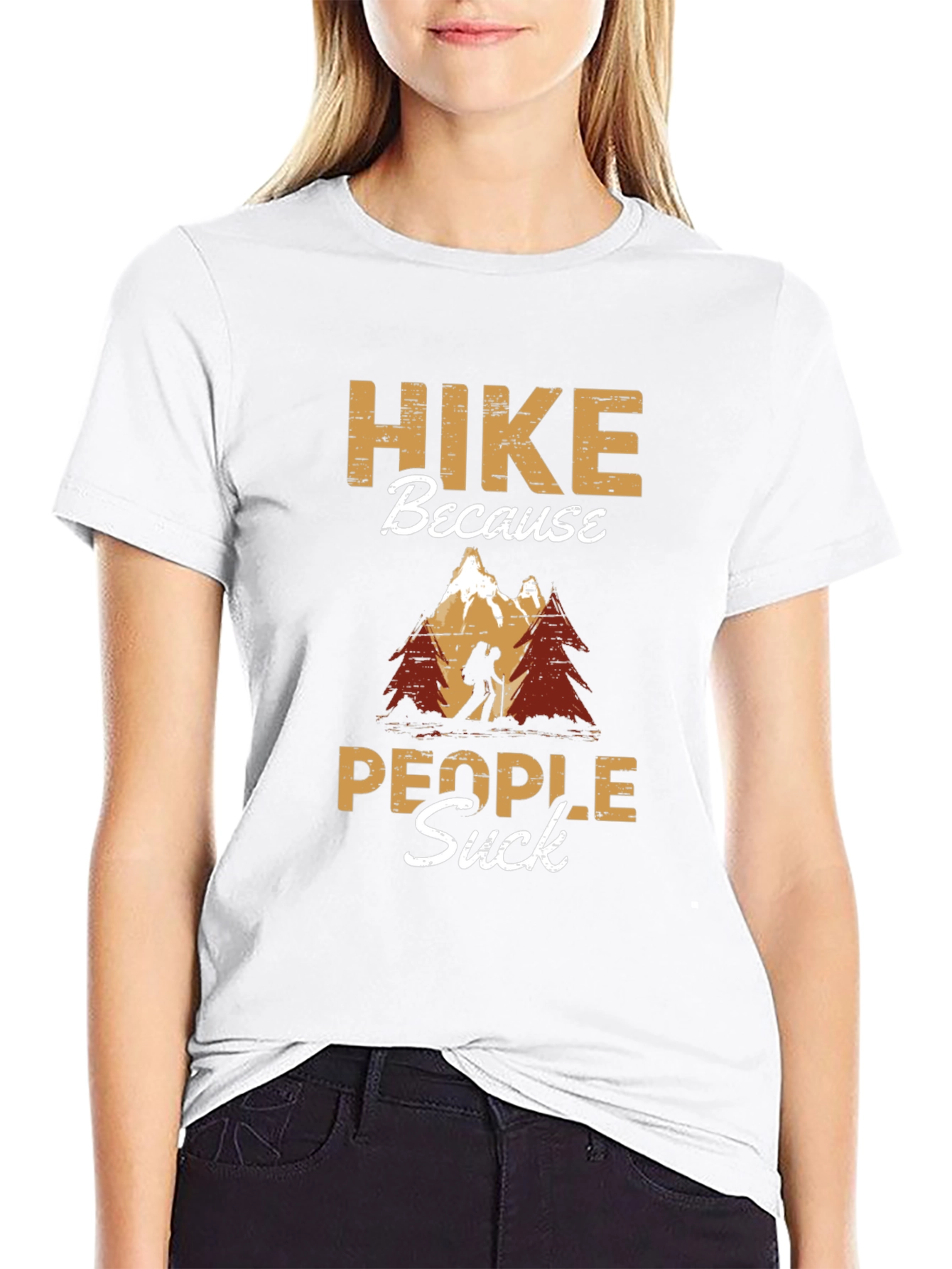 Black Hike Because People Suck T-Shirt view 9