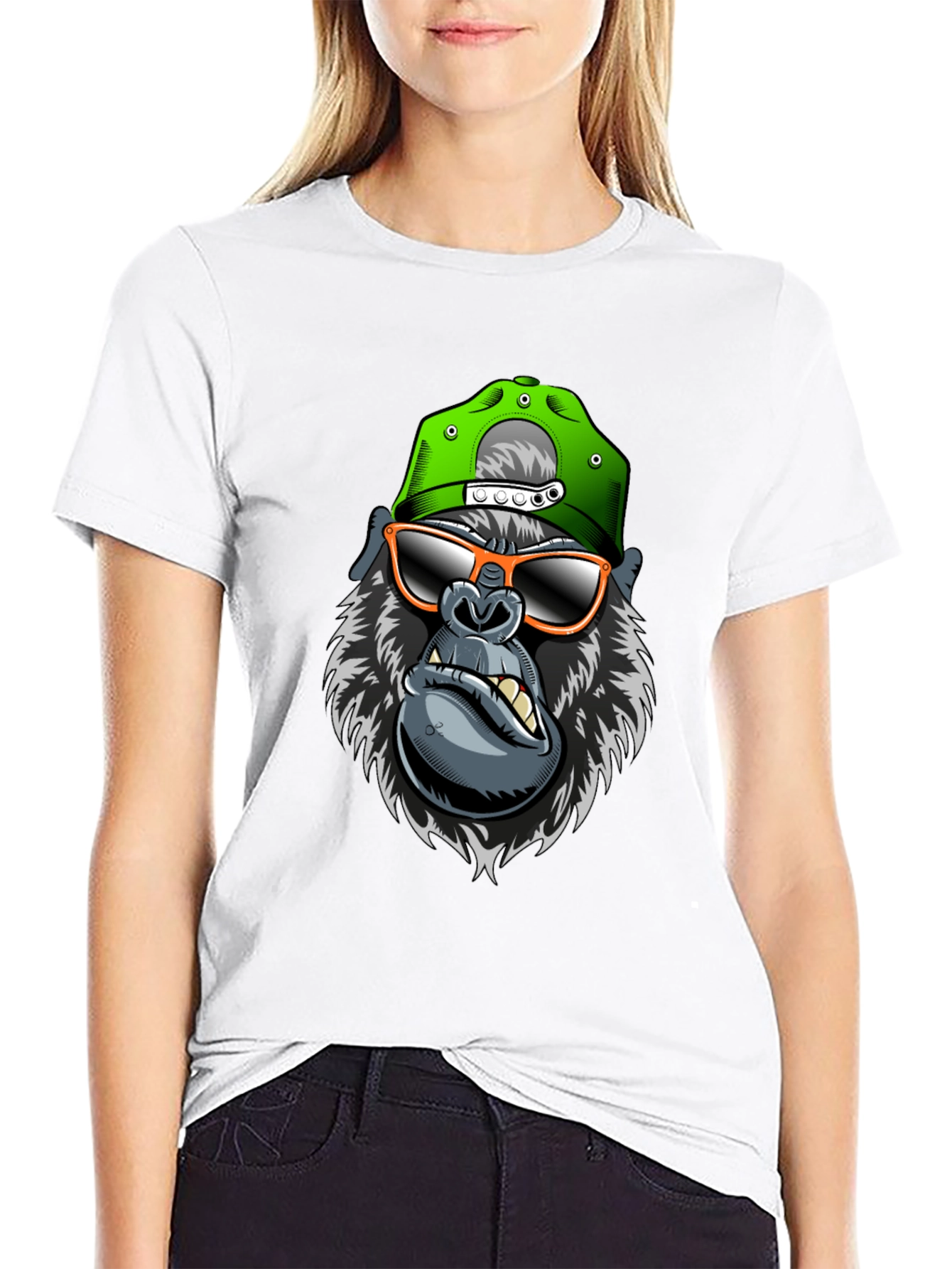 Black Cool Gorilla Graphic Tee view 9