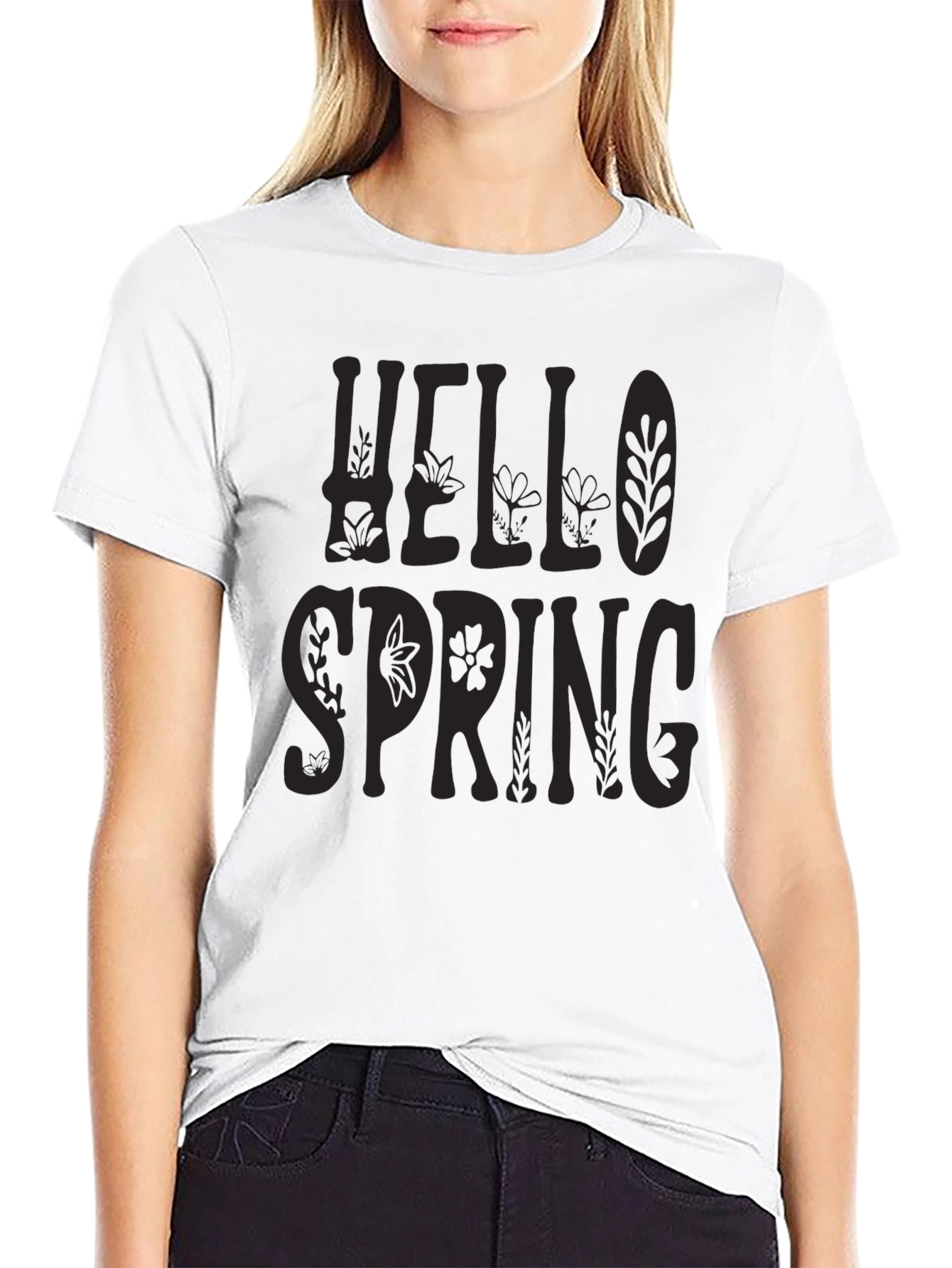Black Hello Spring Graphic Tee - Black view 9