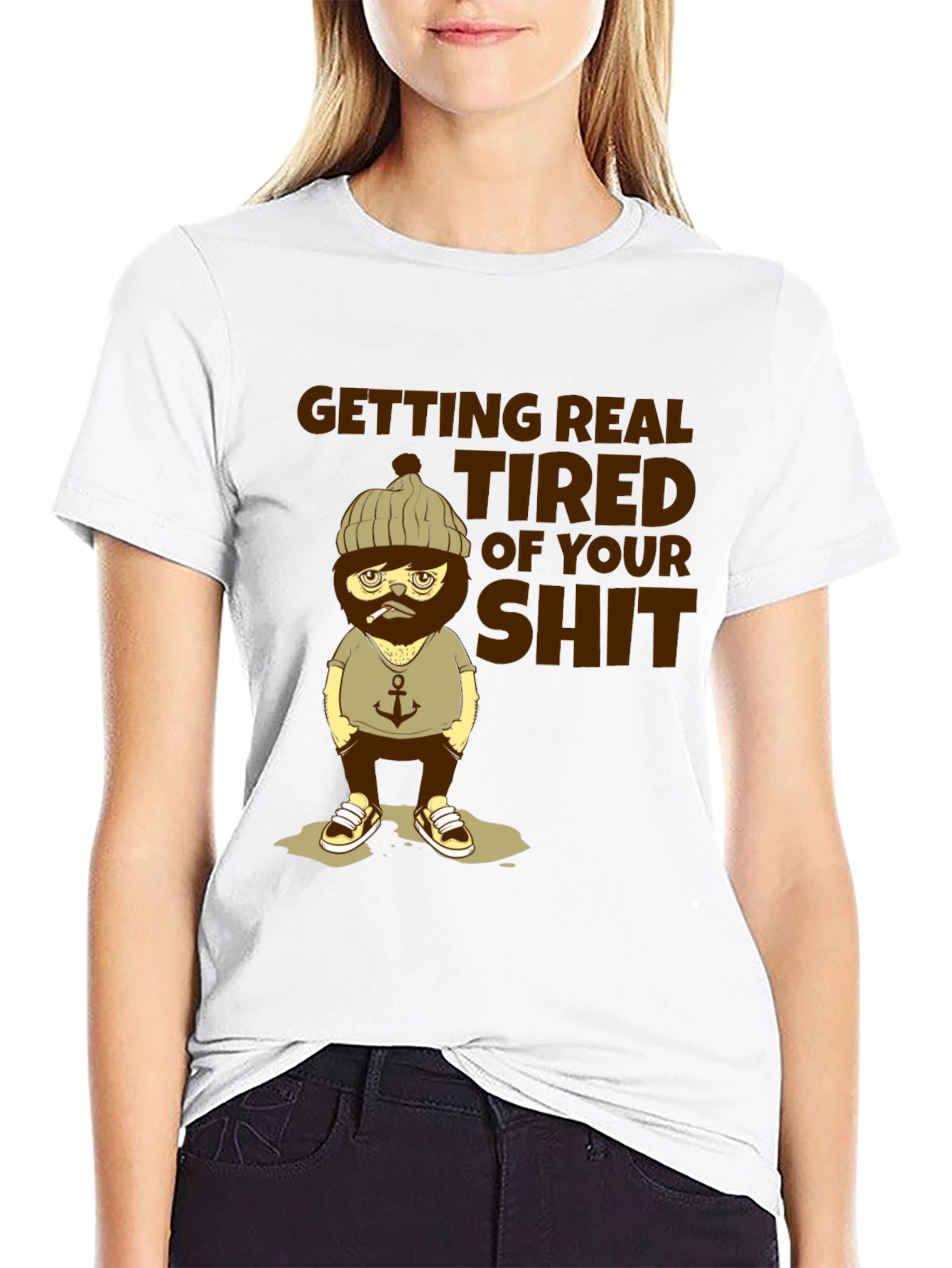 Black "Getting Real Tired" Graphic T-Shirt view 9