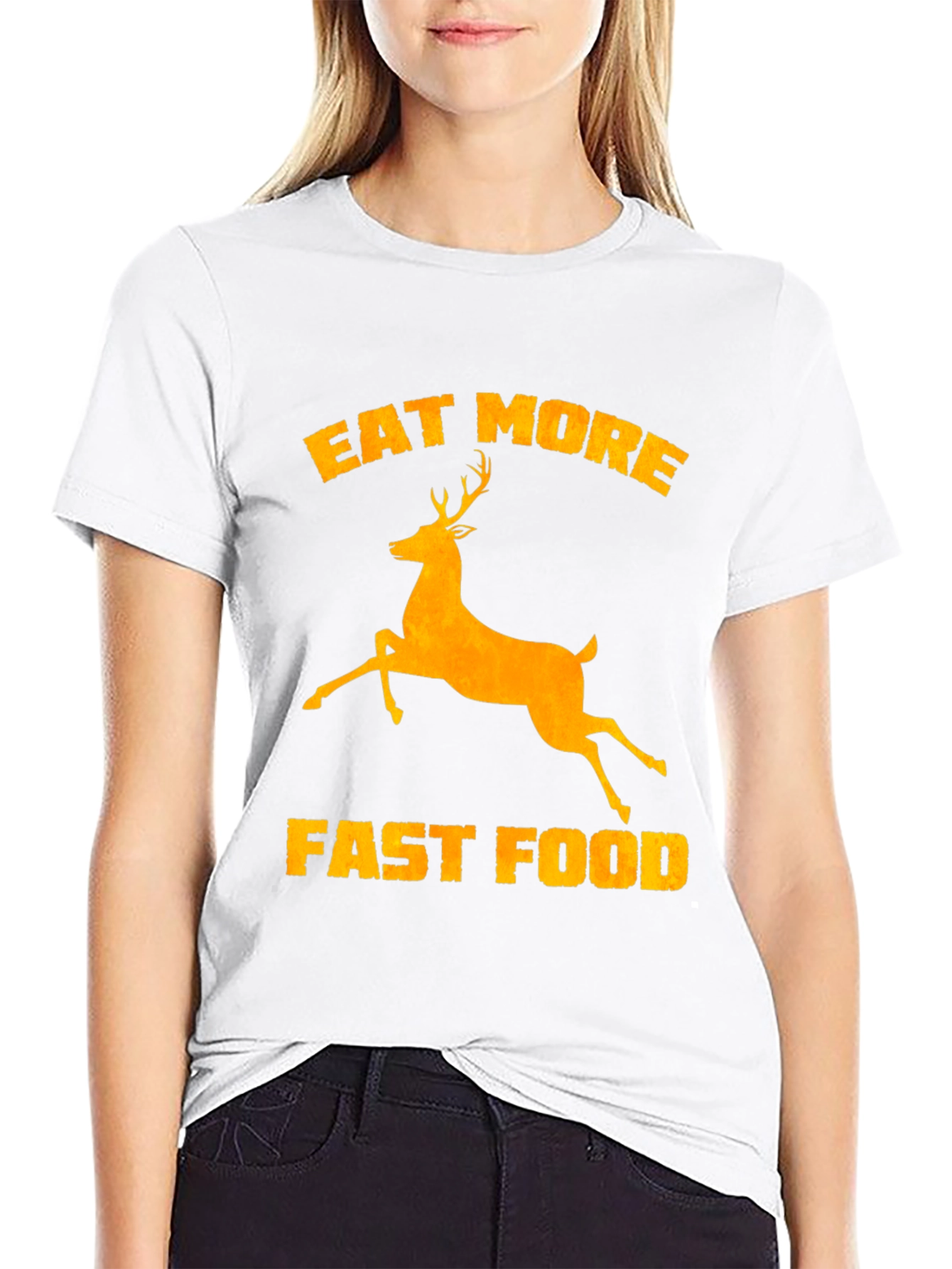 Black Eat More Deer Fast Food Graphic Tee view 9
