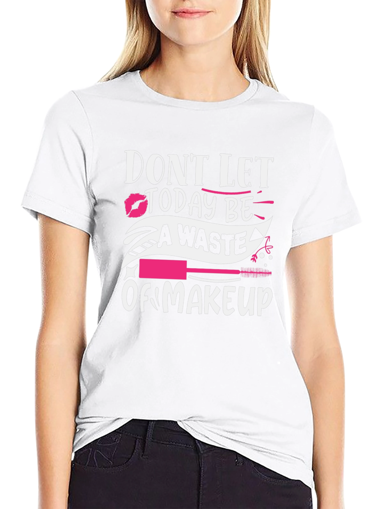 Black Makeup Lover Tee: Don't Let Today Be A Waste! view 9