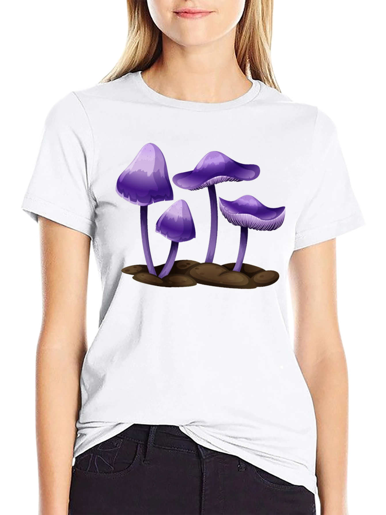 Black Purple Mushroom Graphic T-Shirt - Black view 9