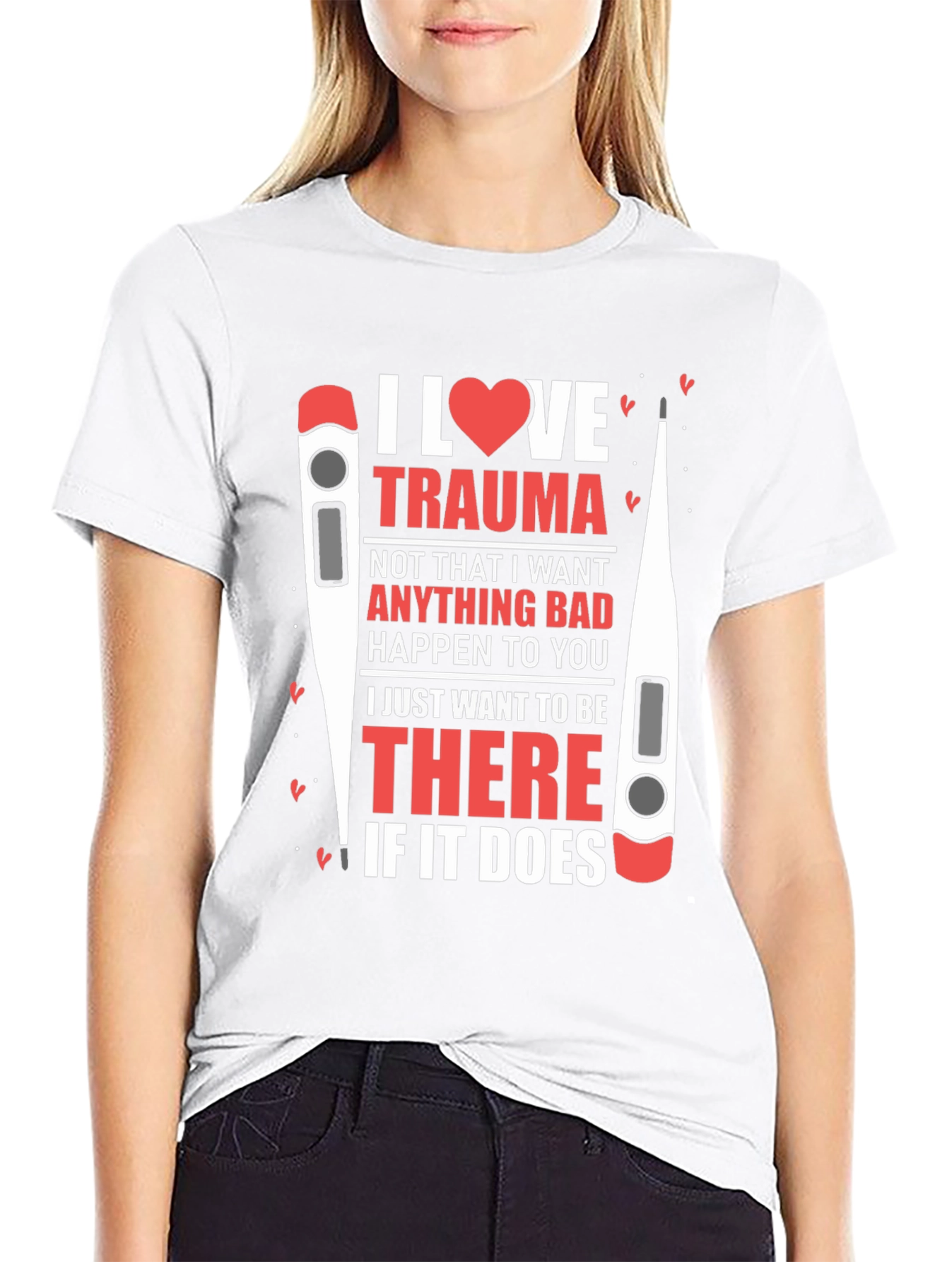 Black I Heart Trauma T-Shirt - Medical Humor view 9