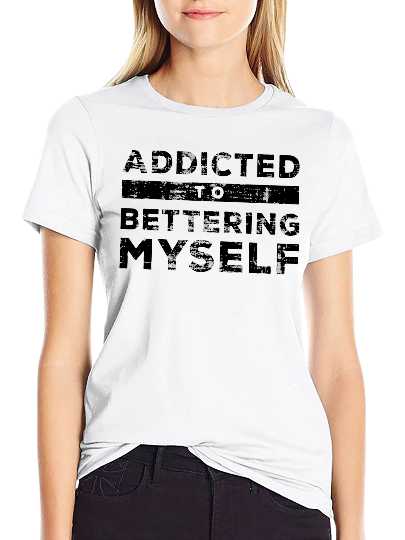 Black Addicted to Bettering Myself Graphic Tee view 9