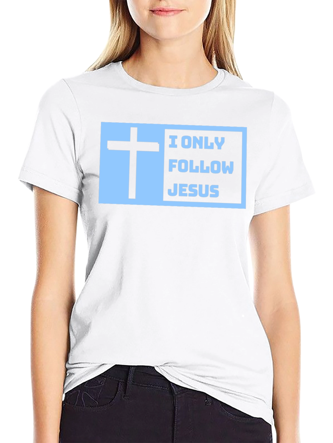 Black I Only Follow Jesus T-Shirt view 9