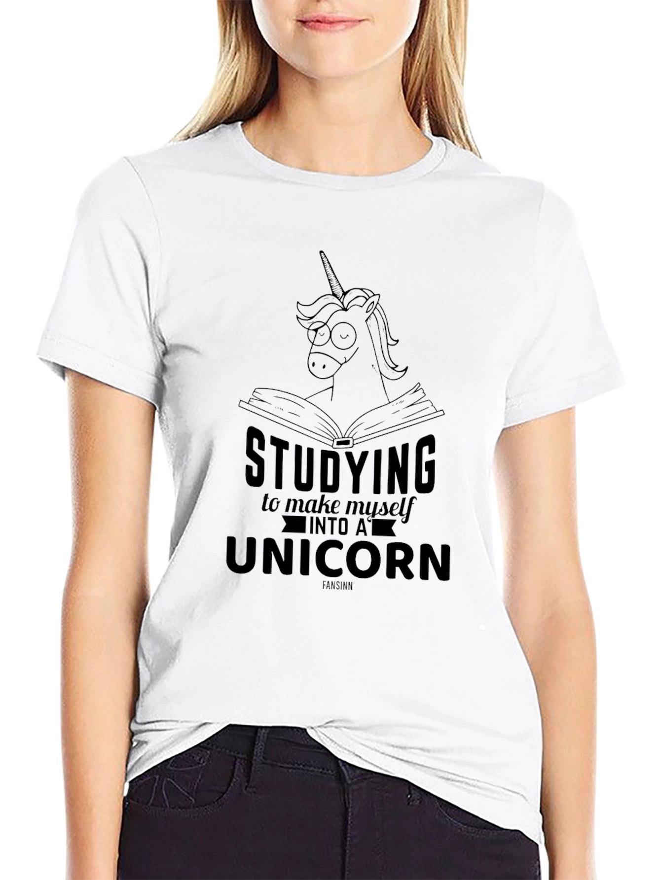 Black Studying to Be a Unicorn T-Shirt view 9