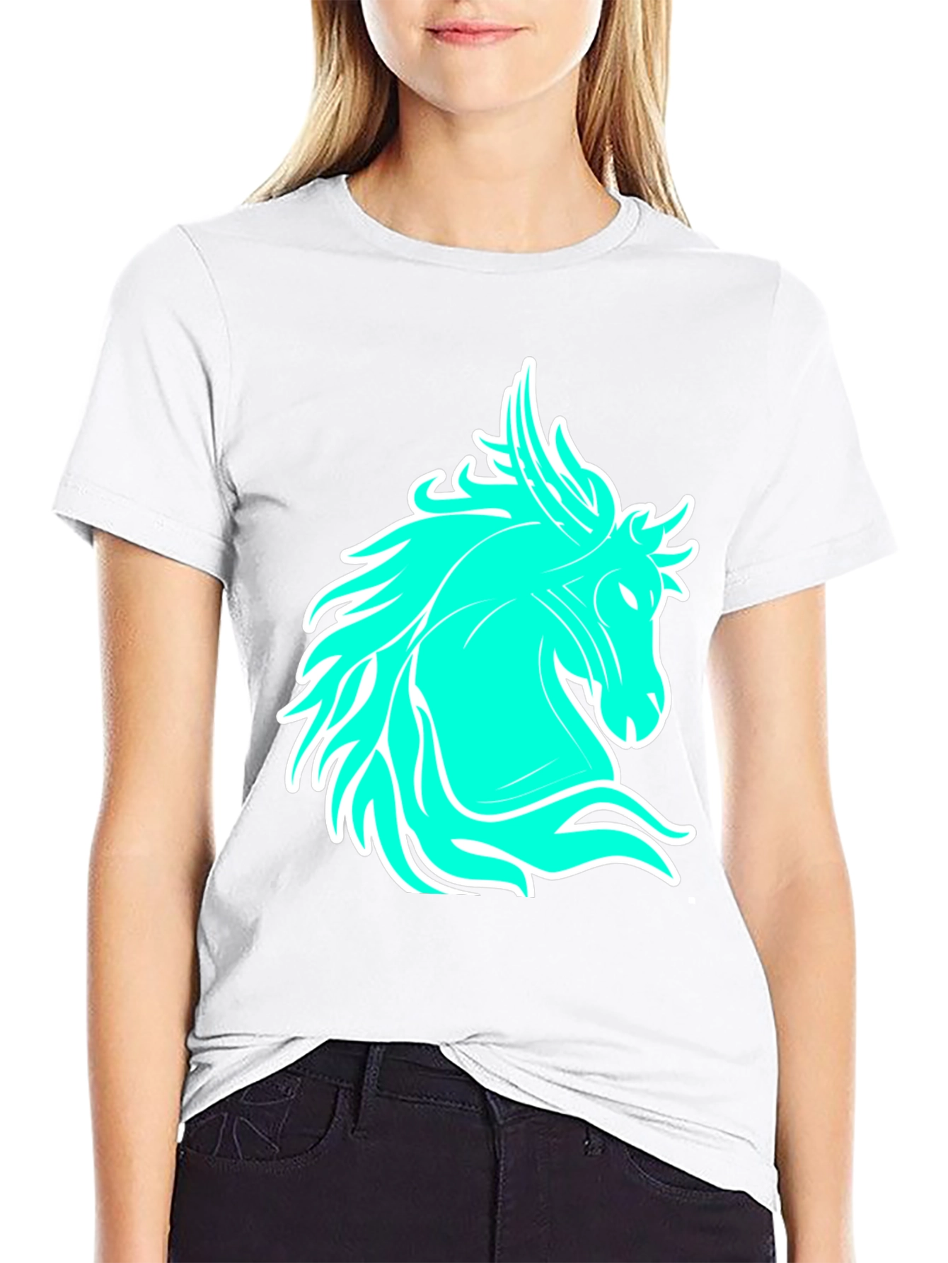 Black Cool Horse Graphic Tee - Black Casual T-Shirt view 9