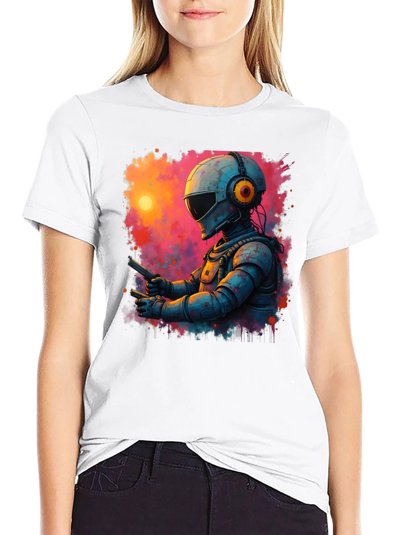 Black Retro Sci-Fi Astronaut T-Shirt view 9
